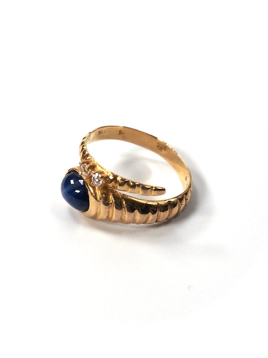 18K Gold Diamond and Star Sapphire Mid Century Snake Ring - Georgie's NYC - Rings