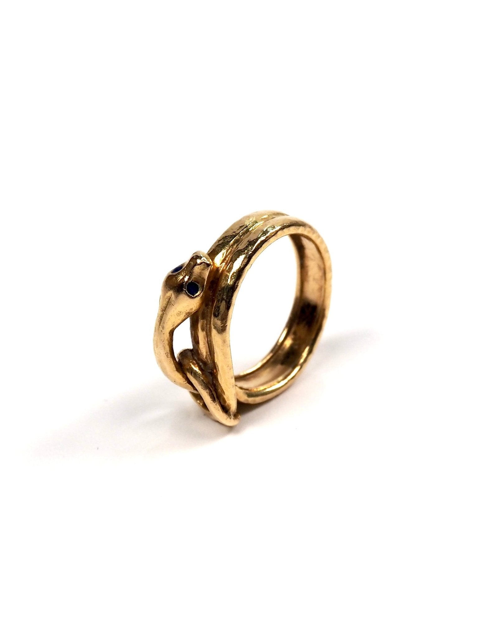 18K Yellow Gold Curled Snake Ring - Georgie's NYC - Rings