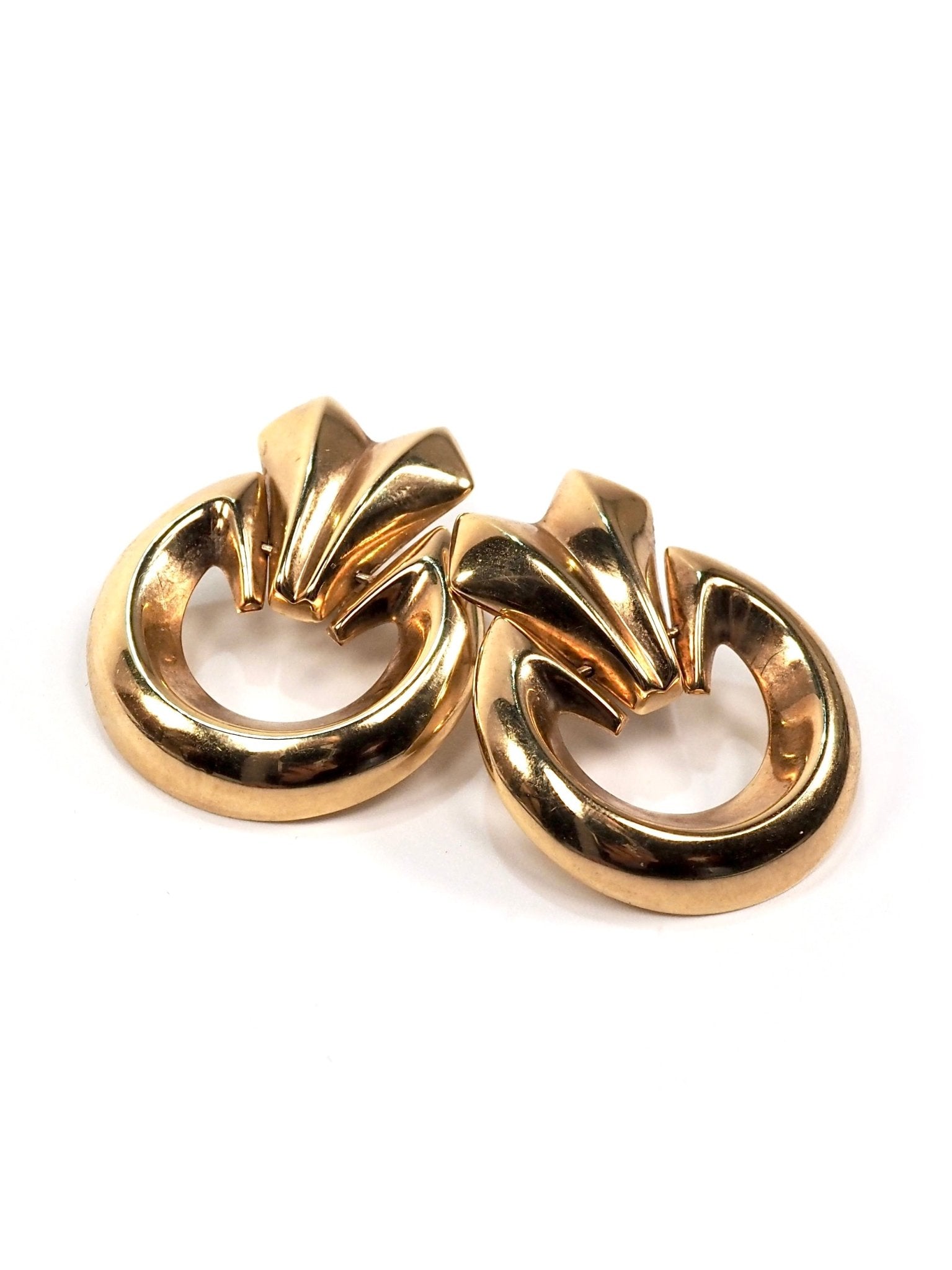 1960s Italian 14K Gold Door Knocker Hoop Earrings - Georgie's NYC - Earrings