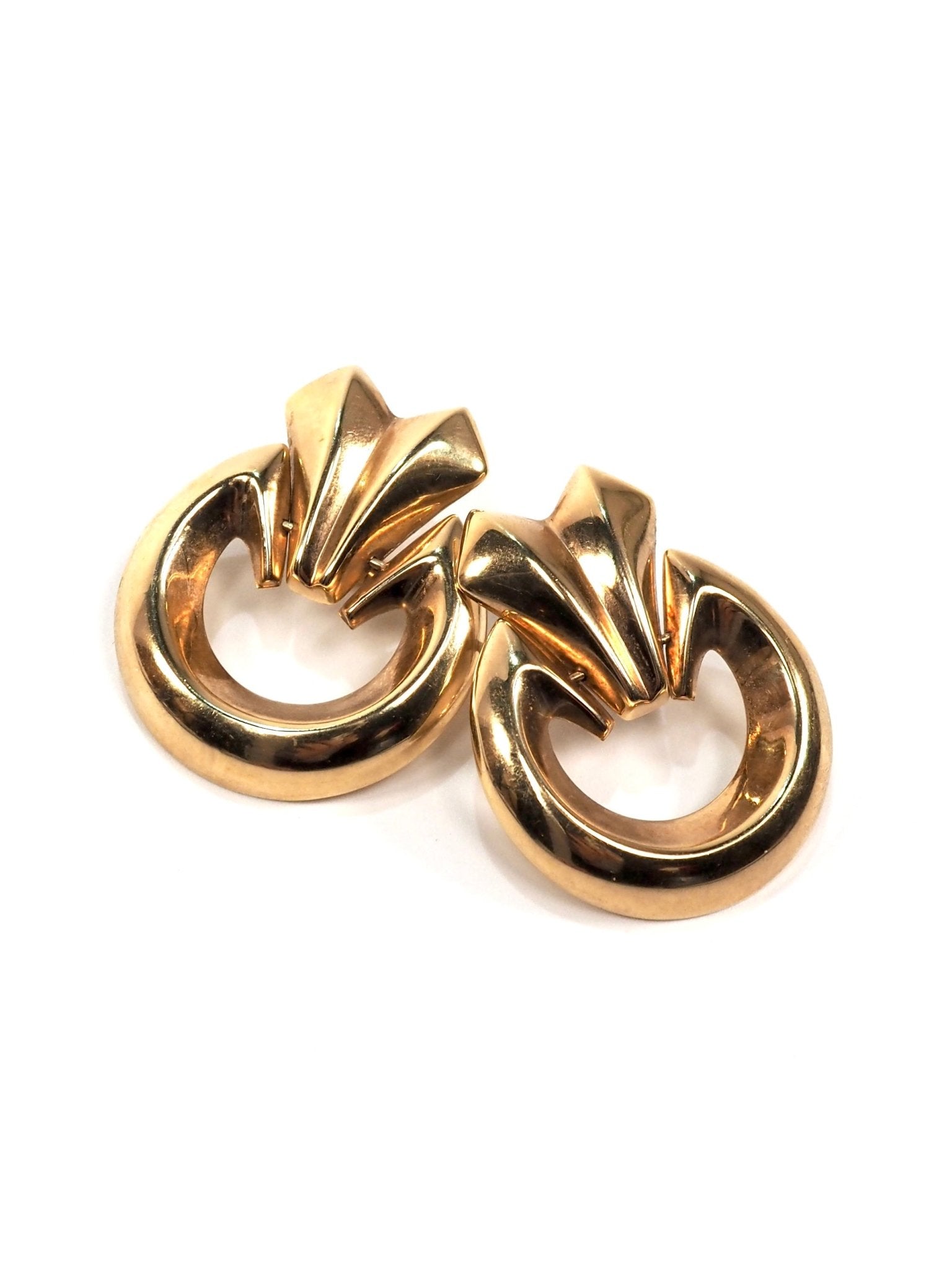1960s Italian 14K Gold Door Knocker Hoop Earrings - Georgie's NYC - Earrings