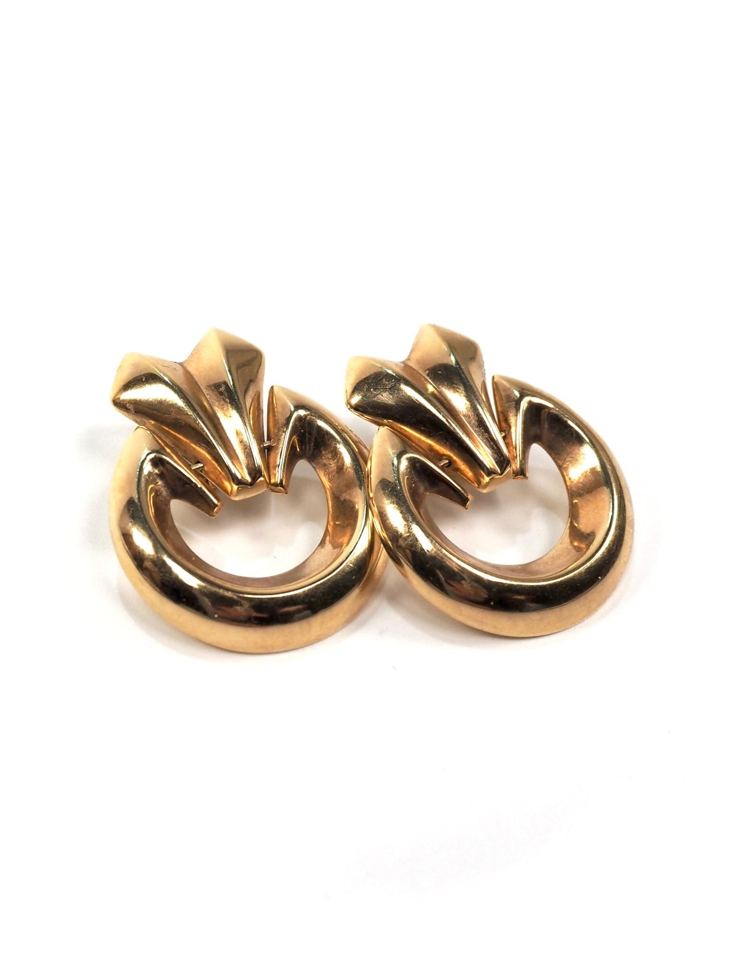 1960s Italian 14K Gold Door Knocker Hoop Earrings - Georgie's NYC - Earrings