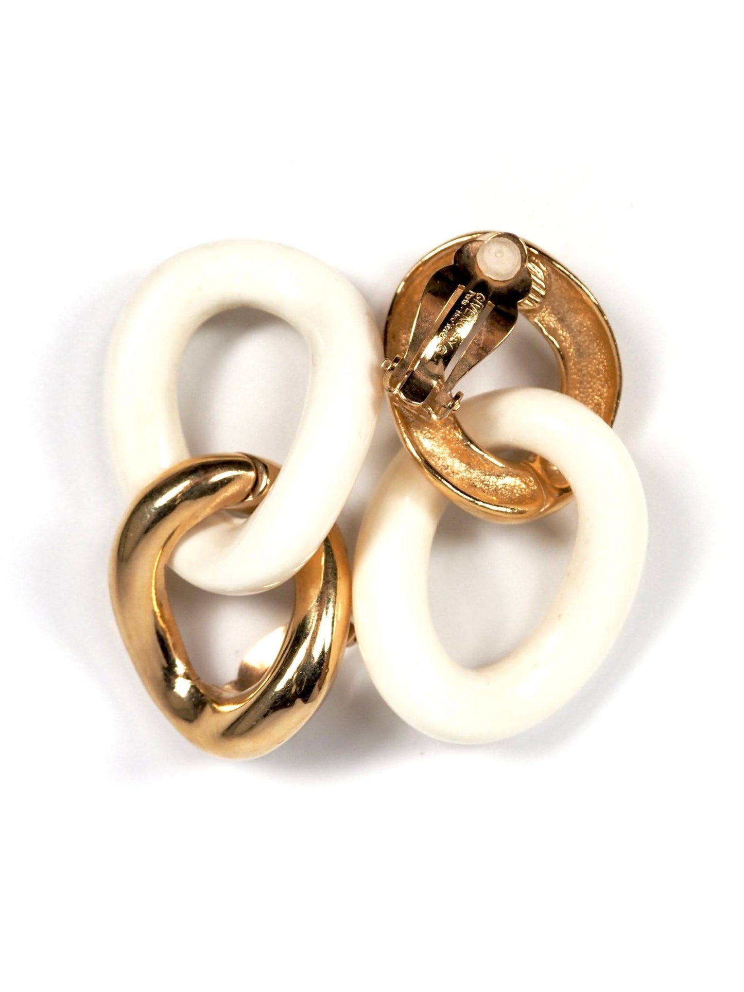 1980s Givenchy Gold and Cream Resin Chain Link Earrings - Georgie's NYC - Earrings