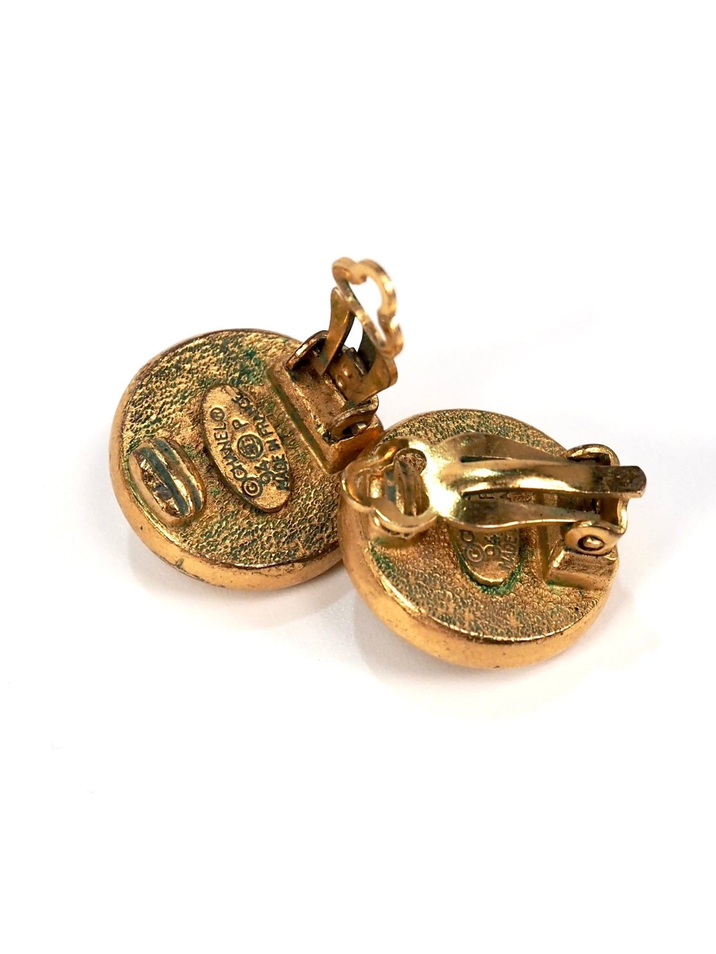 1990s Chanel Round Gold Gripoix Pearl Petite Earrings - Georgie's NYC - Earrings