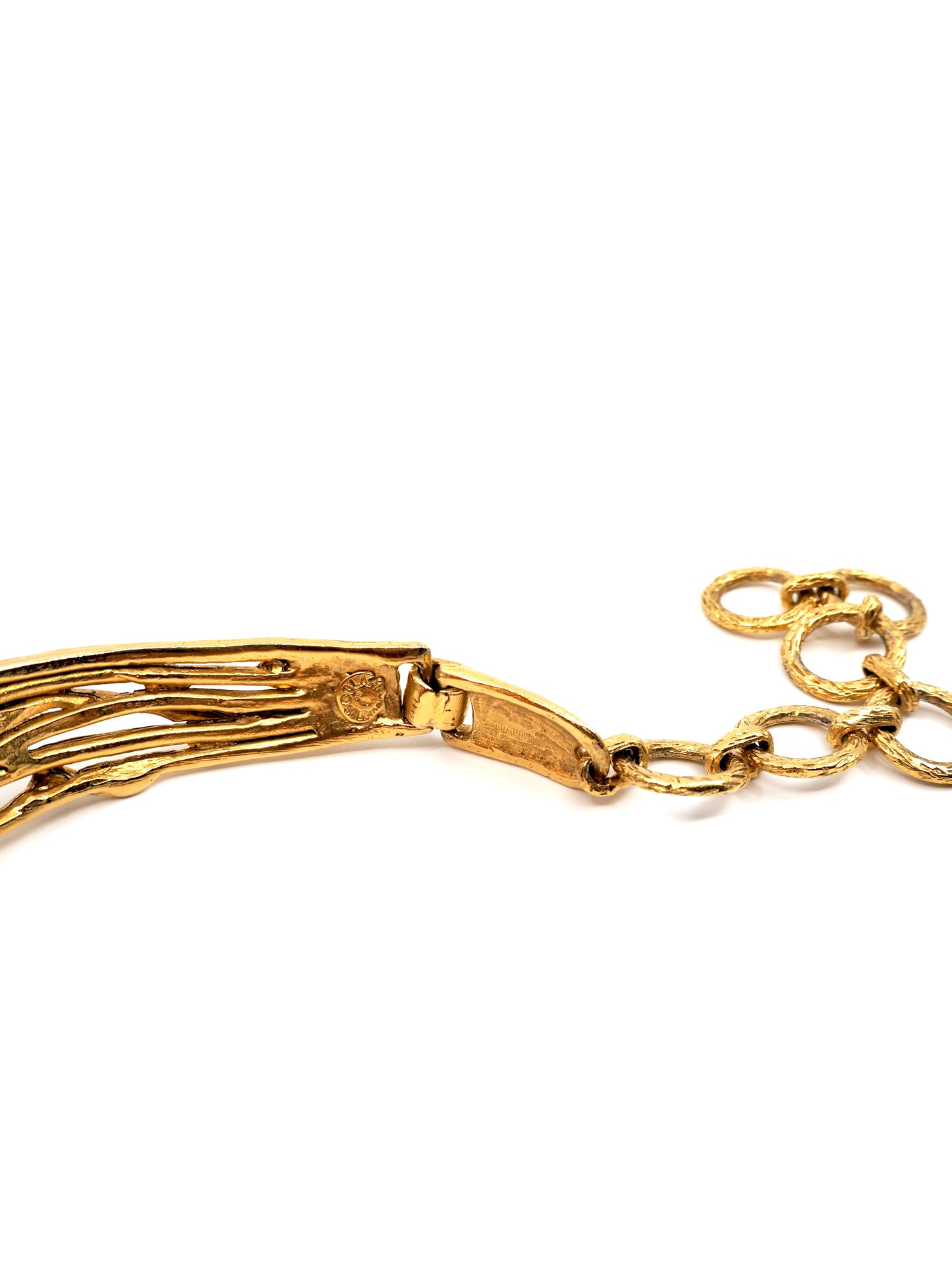 Clara Studio Gold Tone Twig and Branch Choker Necklace with Green Crystals