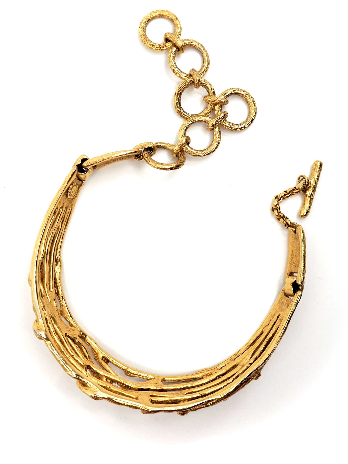 Clara Studio Gold Tone Twig and Branch Choker Necklace with Green Crystals