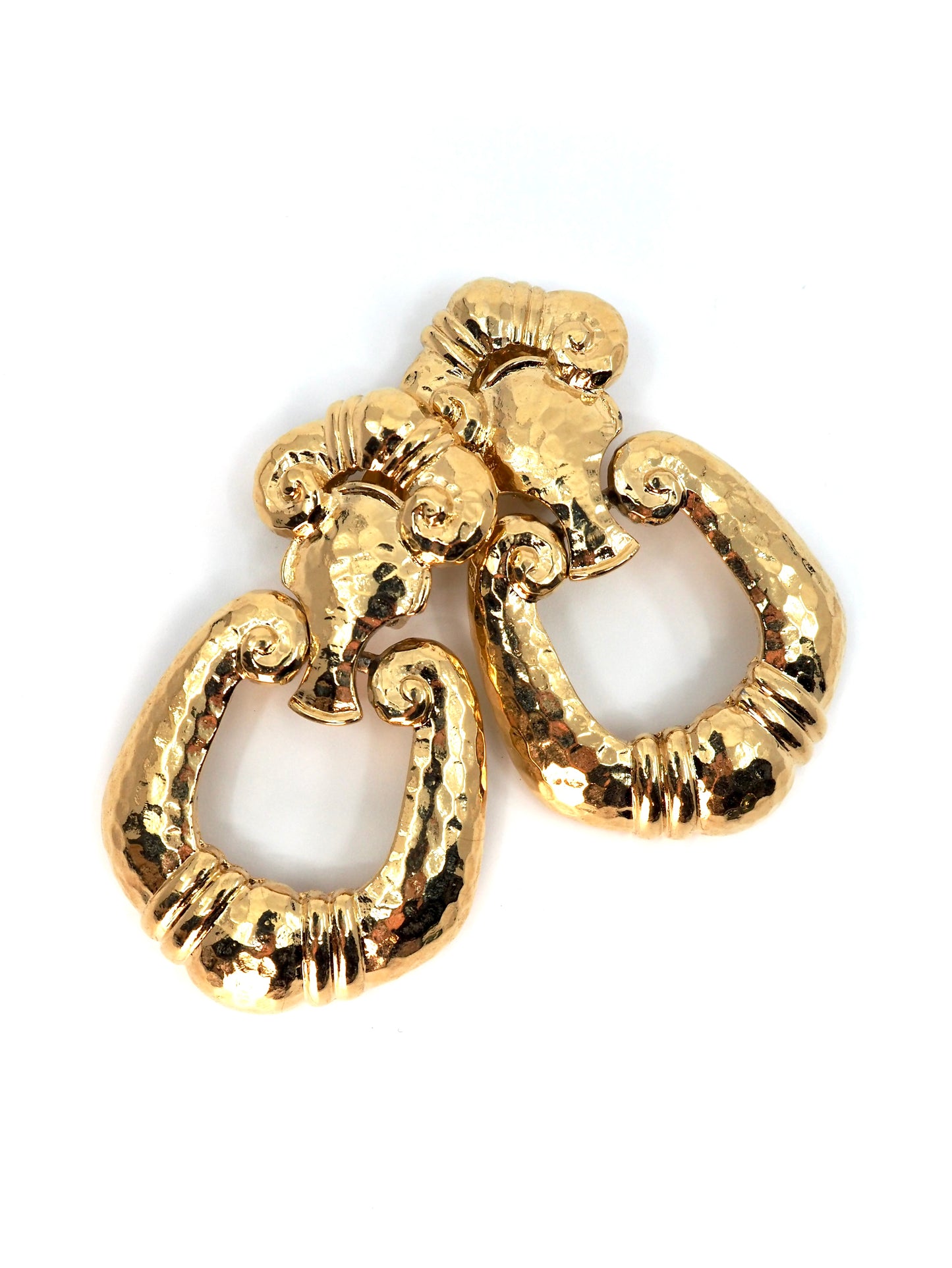 Barrera for Avon Gold Hammered Etruscan Door Knocker Clip Earrings
