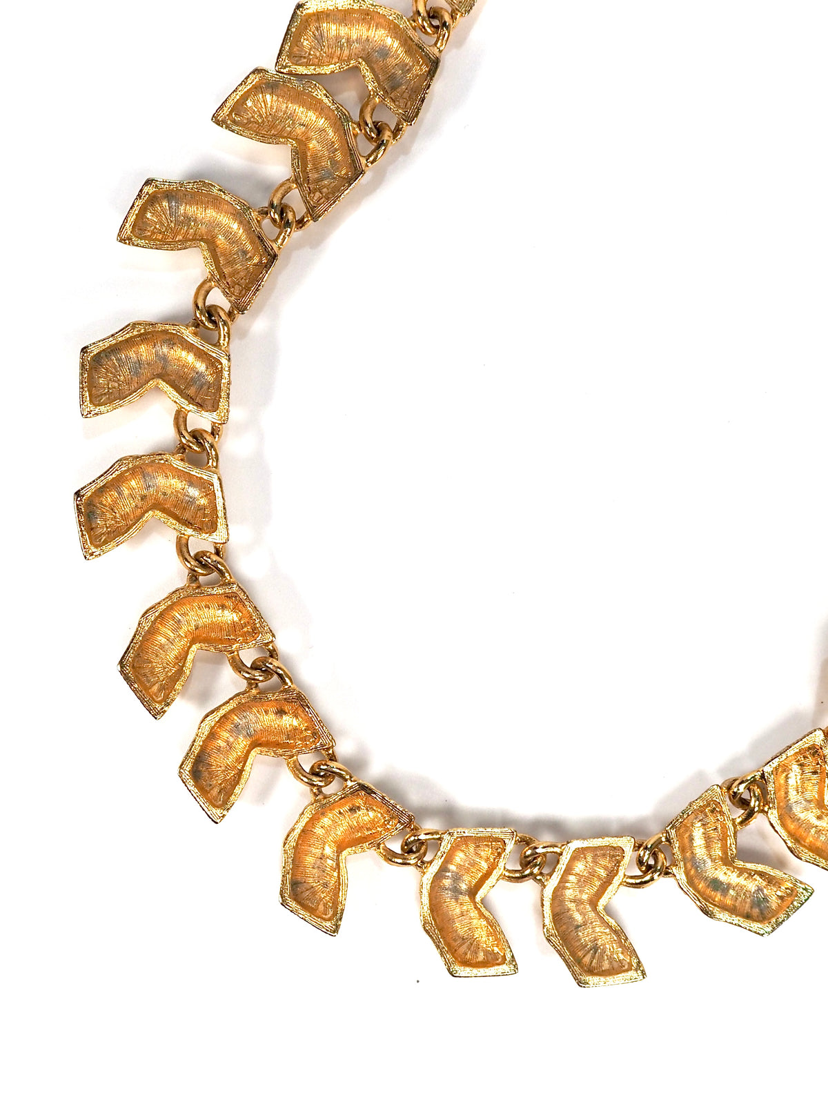 Gold Florentine Brushed Chevron Link Collar Necklace