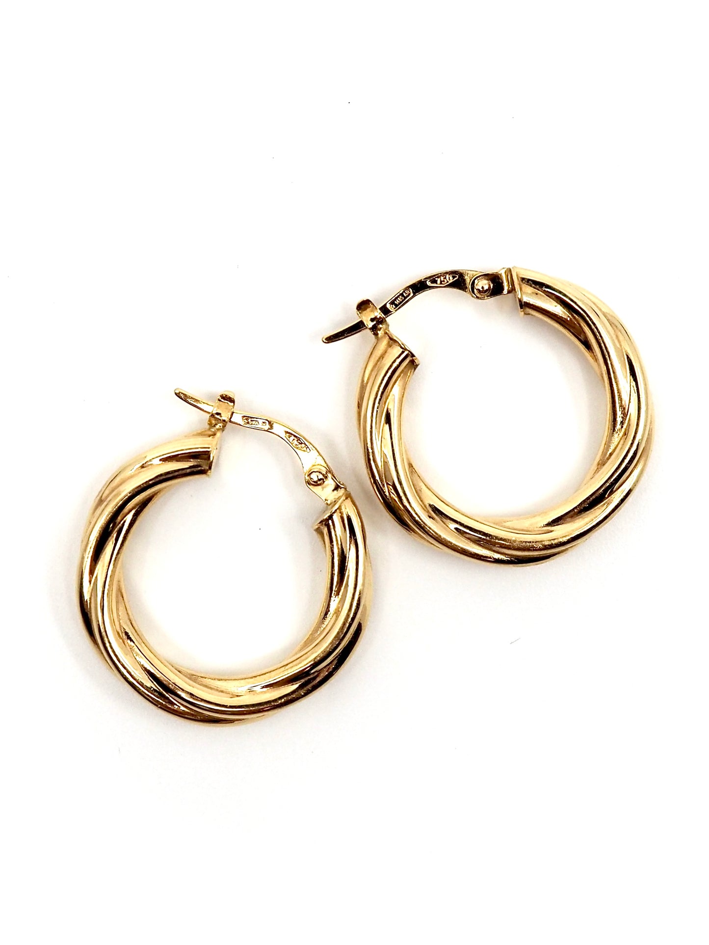 18K Yellow Gold Italian Twisted Hoop Earrings