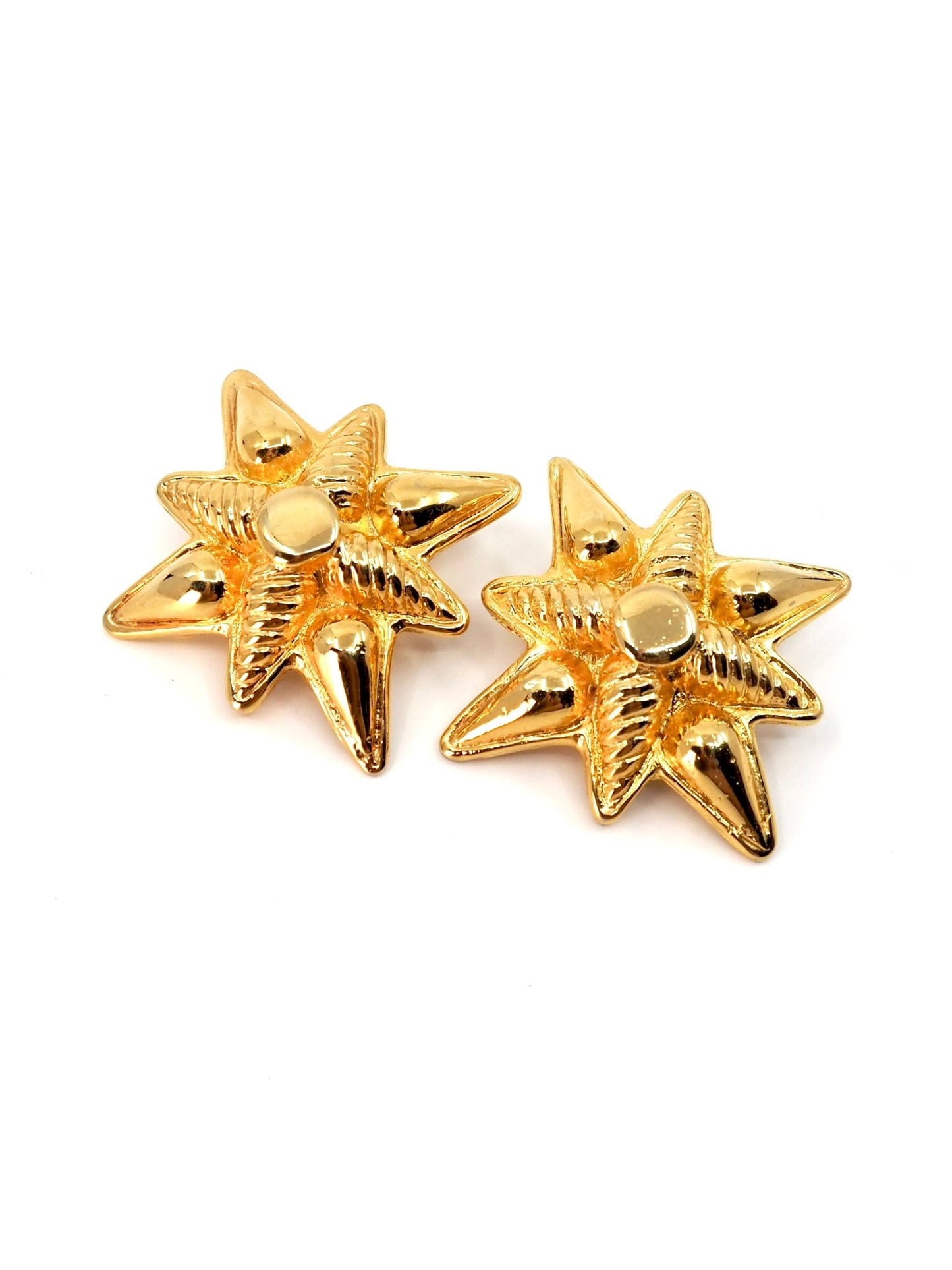 90s Celine Gold Oversized Starburst Earrings - Georgie's NYC - Earrings