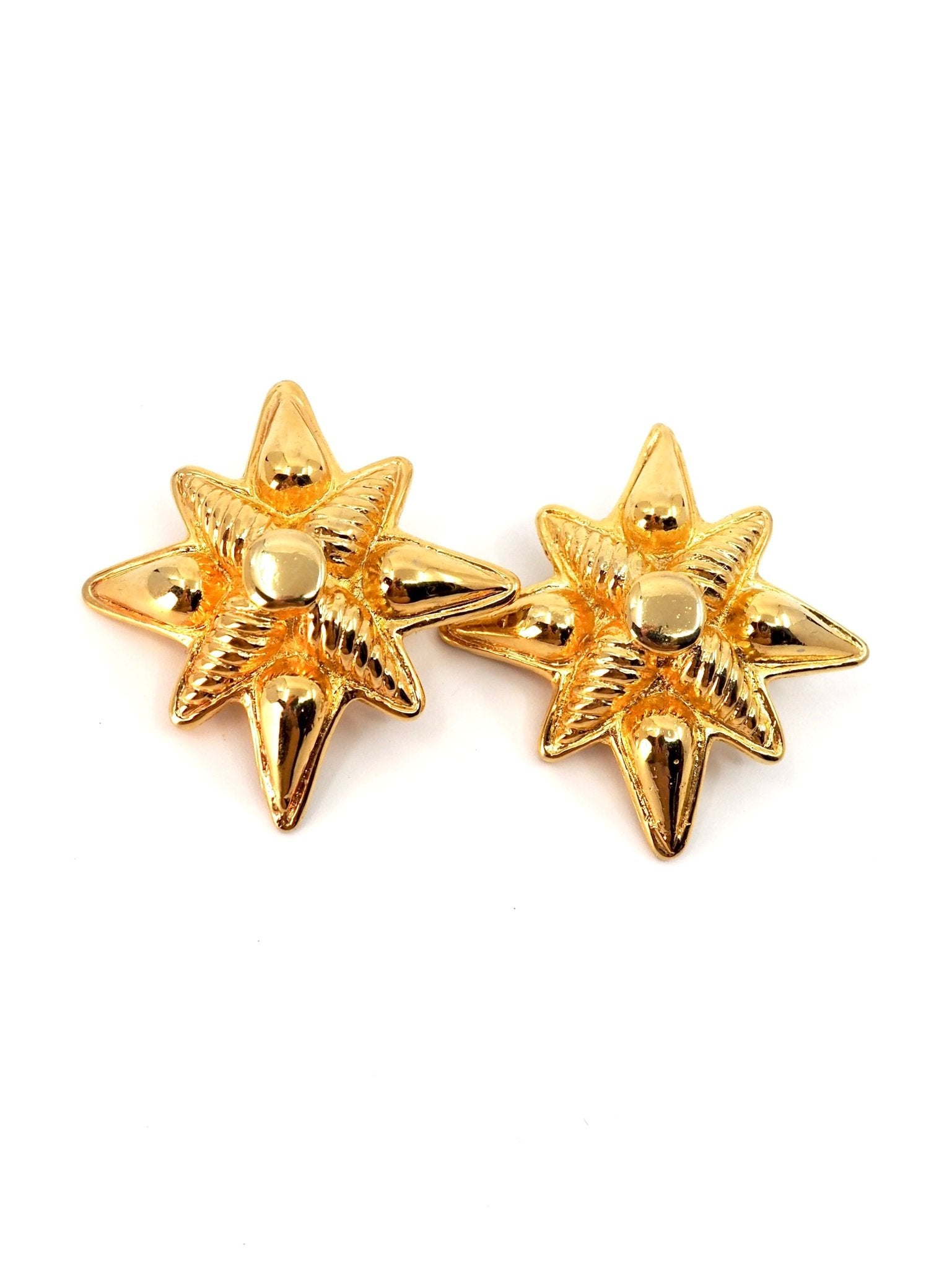 90s Celine Gold Oversized Starburst Earrings - Georgie's NYC - Earrings