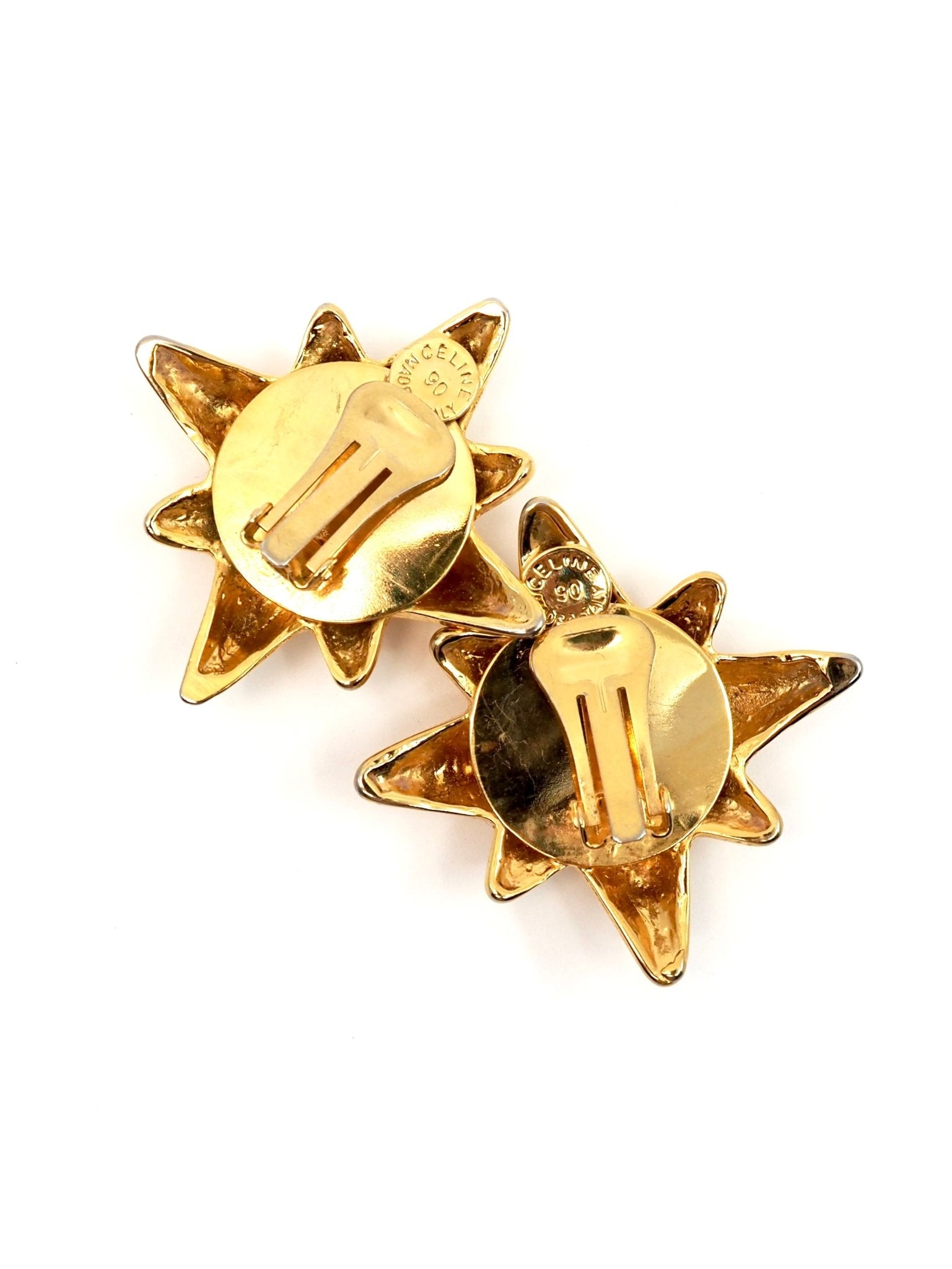 90s Celine Gold Oversized Starburst Earrings - Georgie's NYC - Earrings