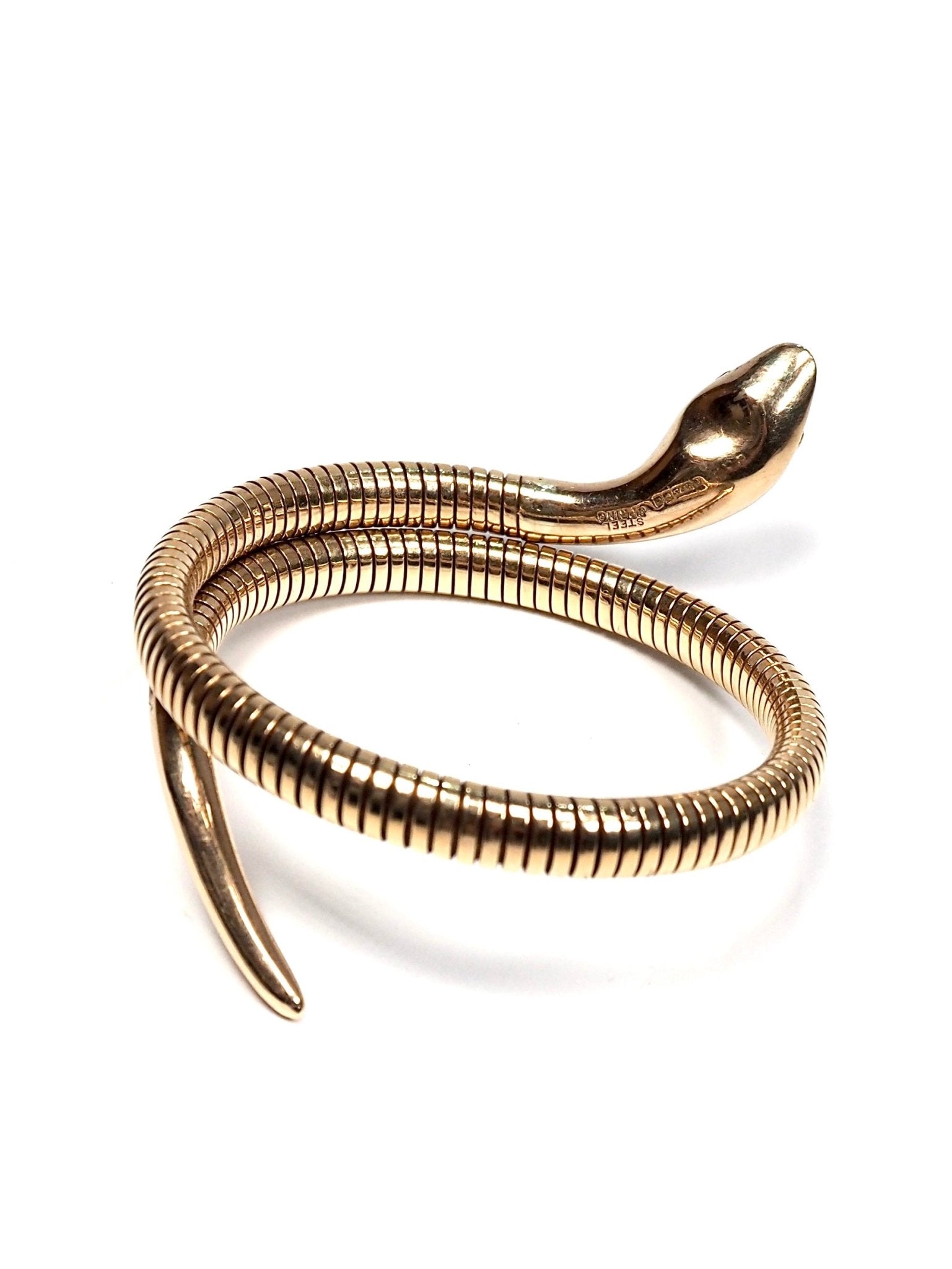 9K Gold Ruby Eyed Snake Coil Bracelet - Georgie's NYC - Bracelets