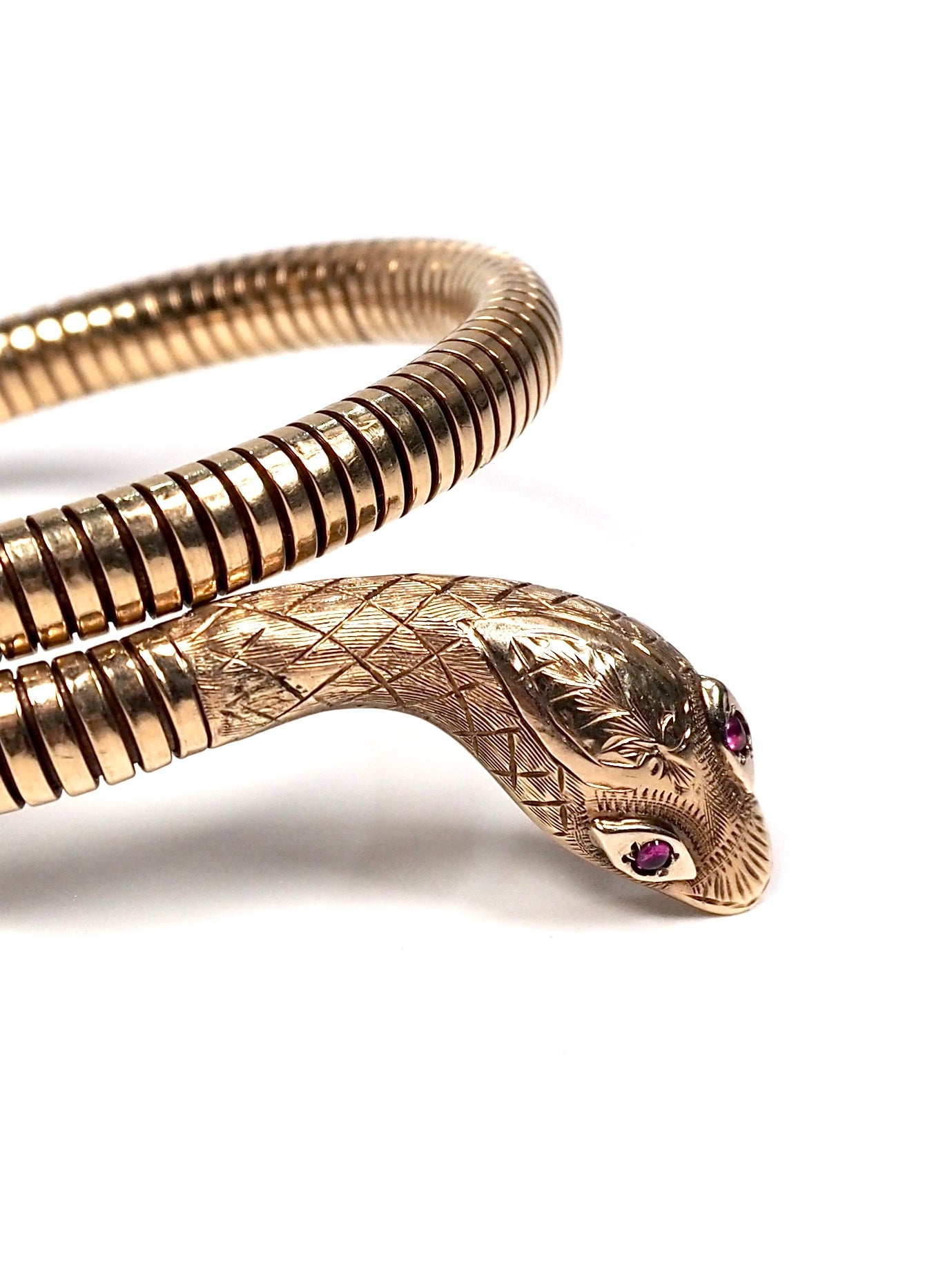 9K Gold Ruby Eyed Snake Coil Bracelet - Georgie's NYC - Bracelets