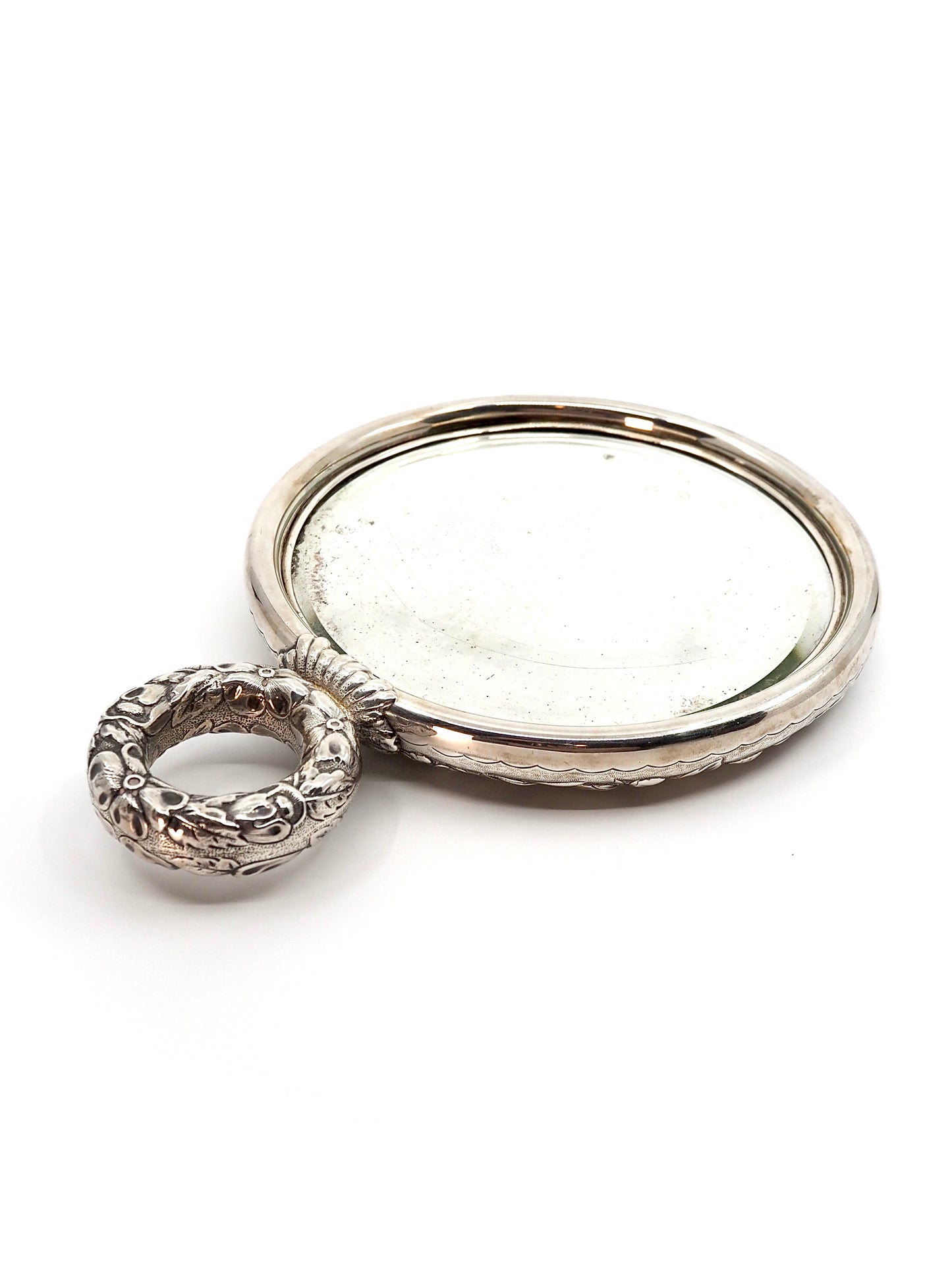 Gorham Victorian Sterling Silver Repoussé Floral Hand Mirror, 1894