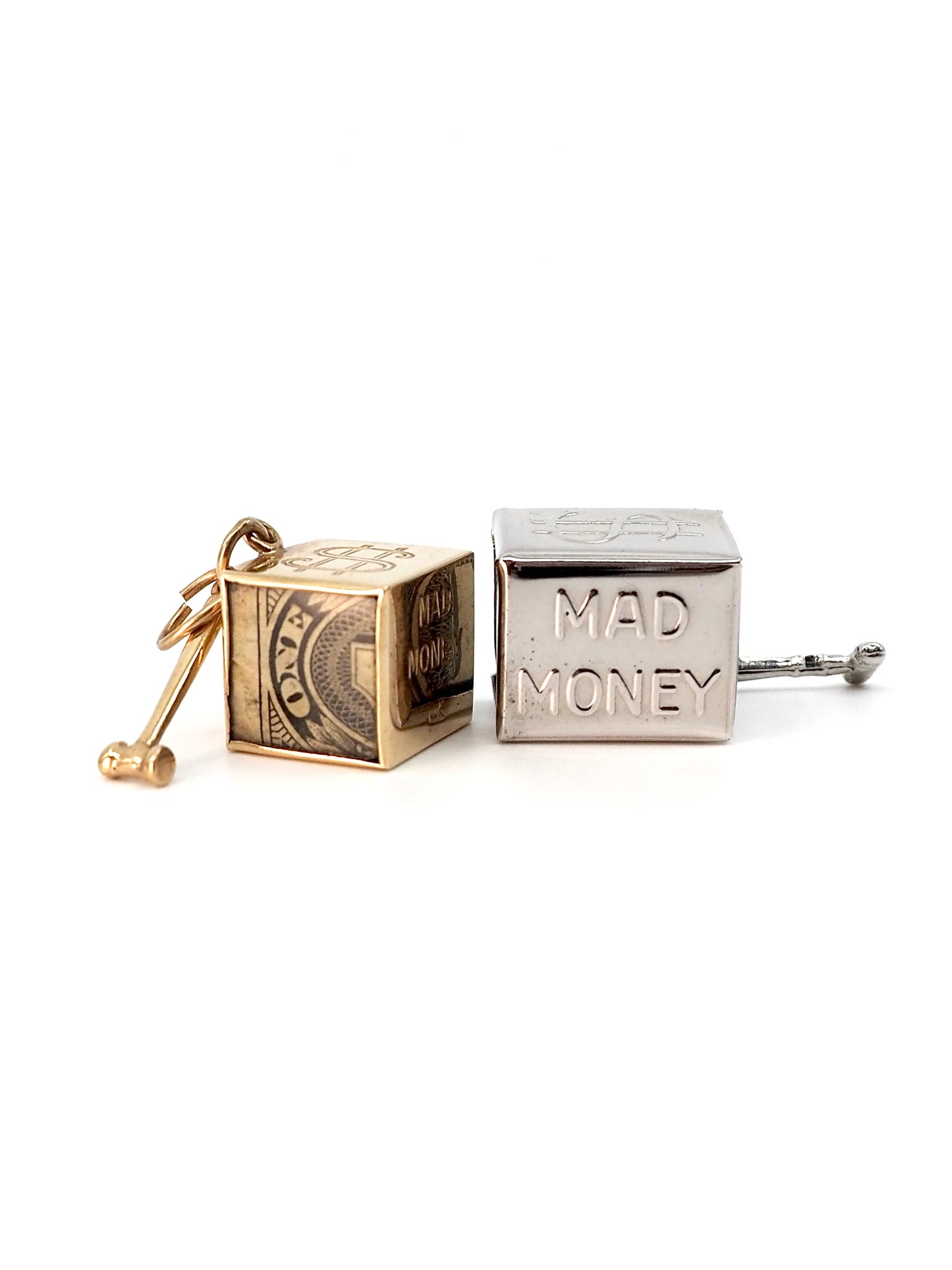 14K Gold and Sterling Silver Mad Money Break Glass Charms, Set of 2