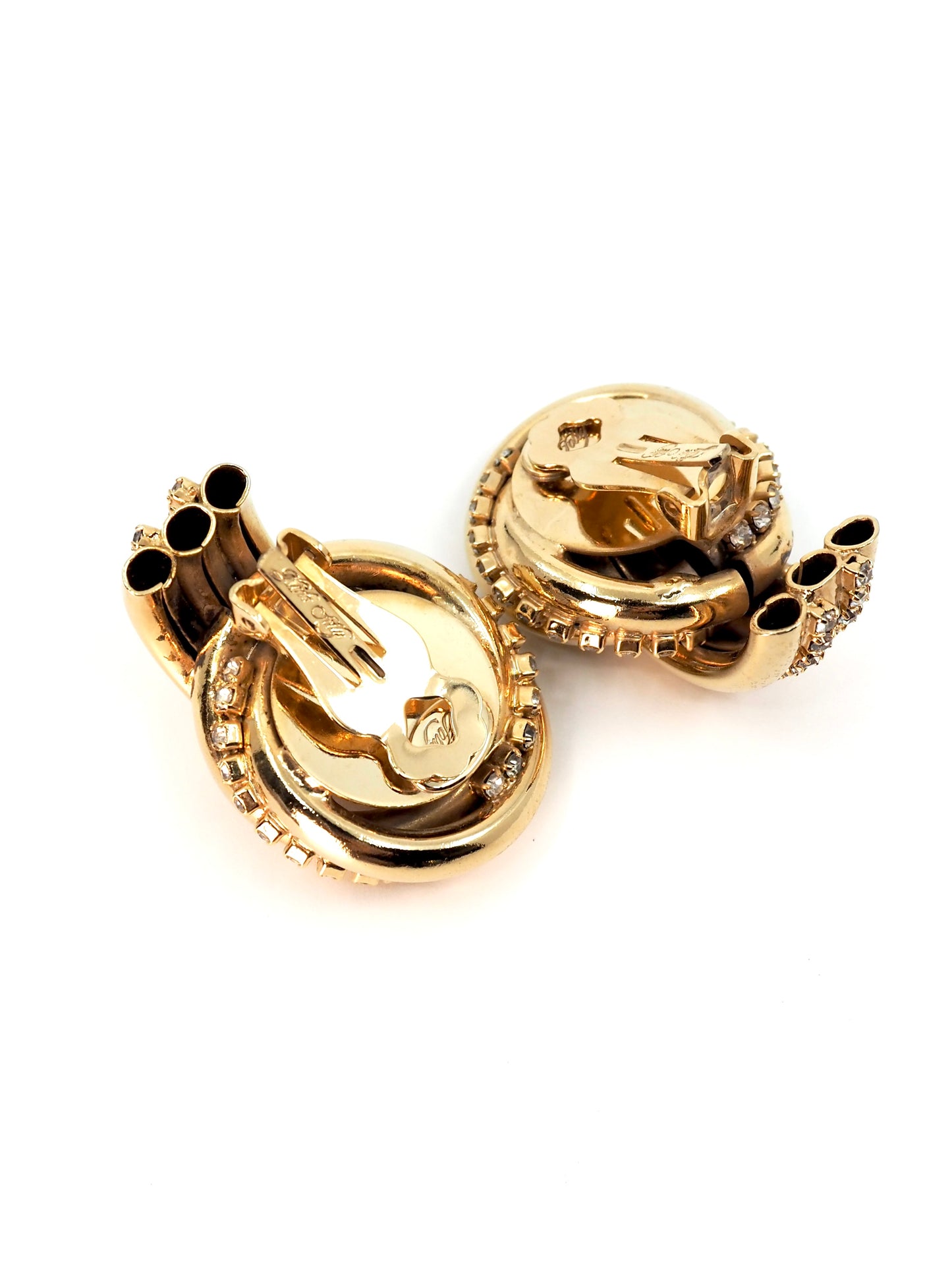 Kirks Folly Gold Rhinestone Knot with Cascading Crystal Chain Clip Earrings