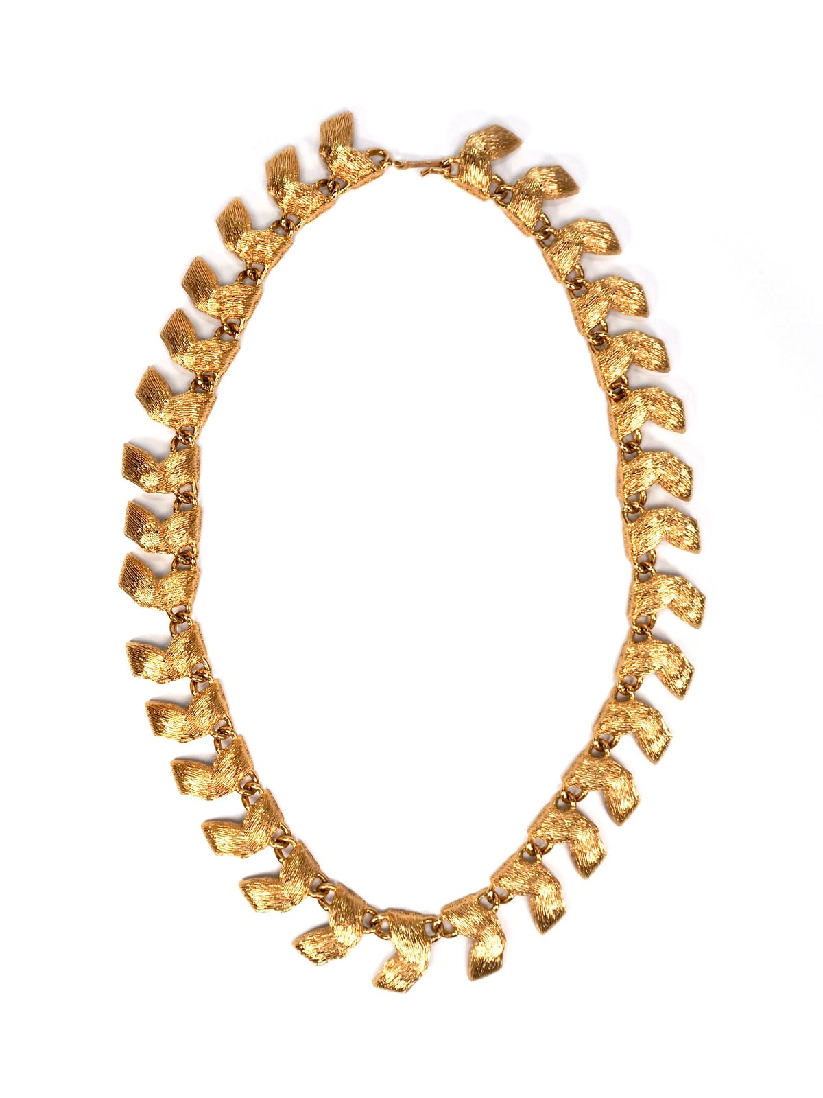 Gold Florentine Brushed Chevron Link Collar Necklace