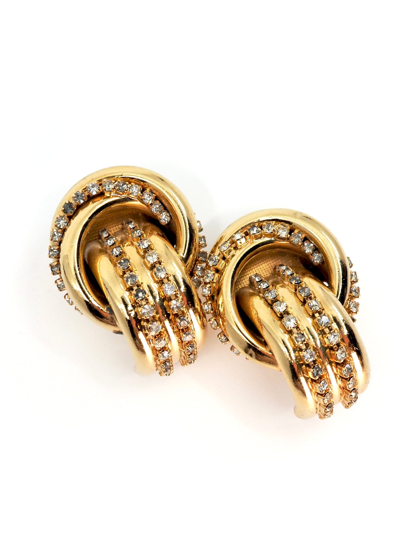 Kirks Folly Gold Rhinestone Knot with Cascading Crystal Chain Clip Earrings