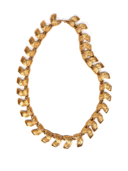 Gold Florentine Brushed Chevron Link Collar Necklace