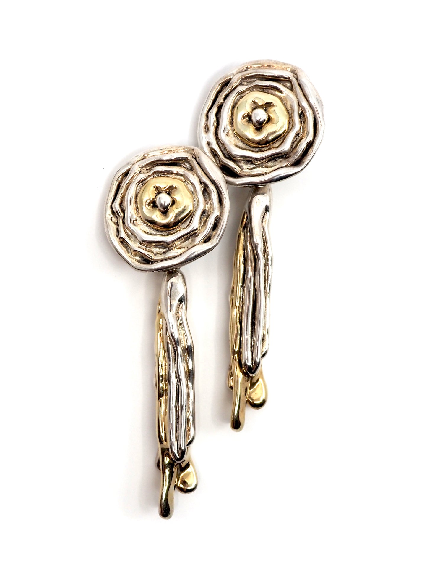 David Varsano Sterling Silver and Gold Vermeil Sculptural Clip Earrings