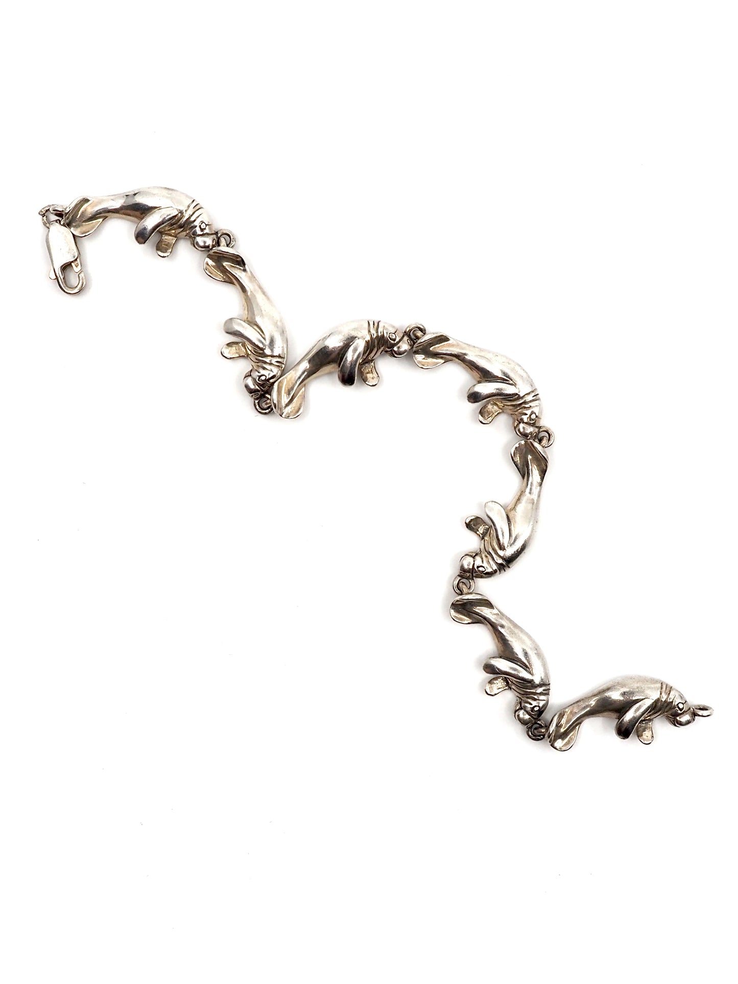 Kabana Sterling Silver Figural Manatee Link Bracelet