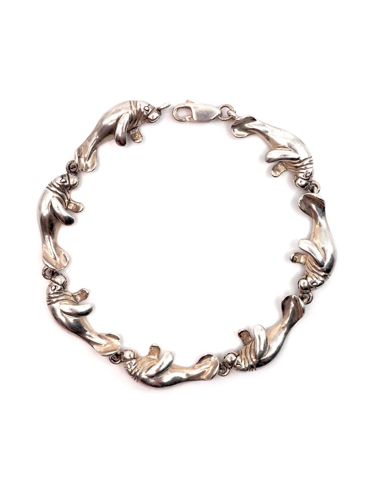 Kabana Sterling Silver Figural Manatee Link Bracelet