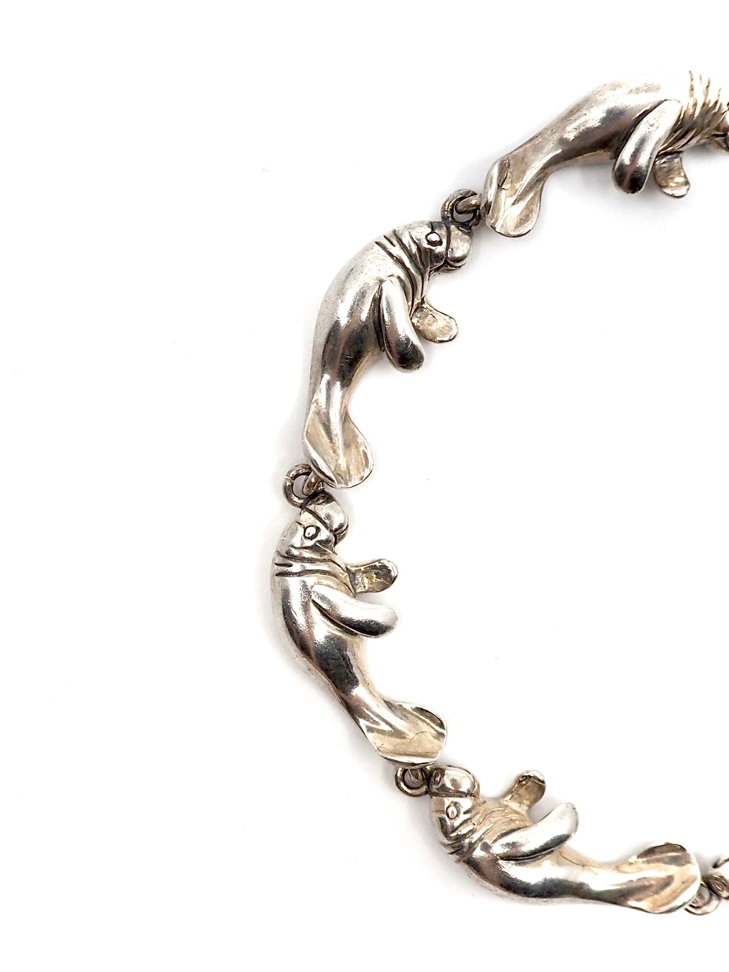 Kabana Sterling Silver Figural Manatee Link Bracelet