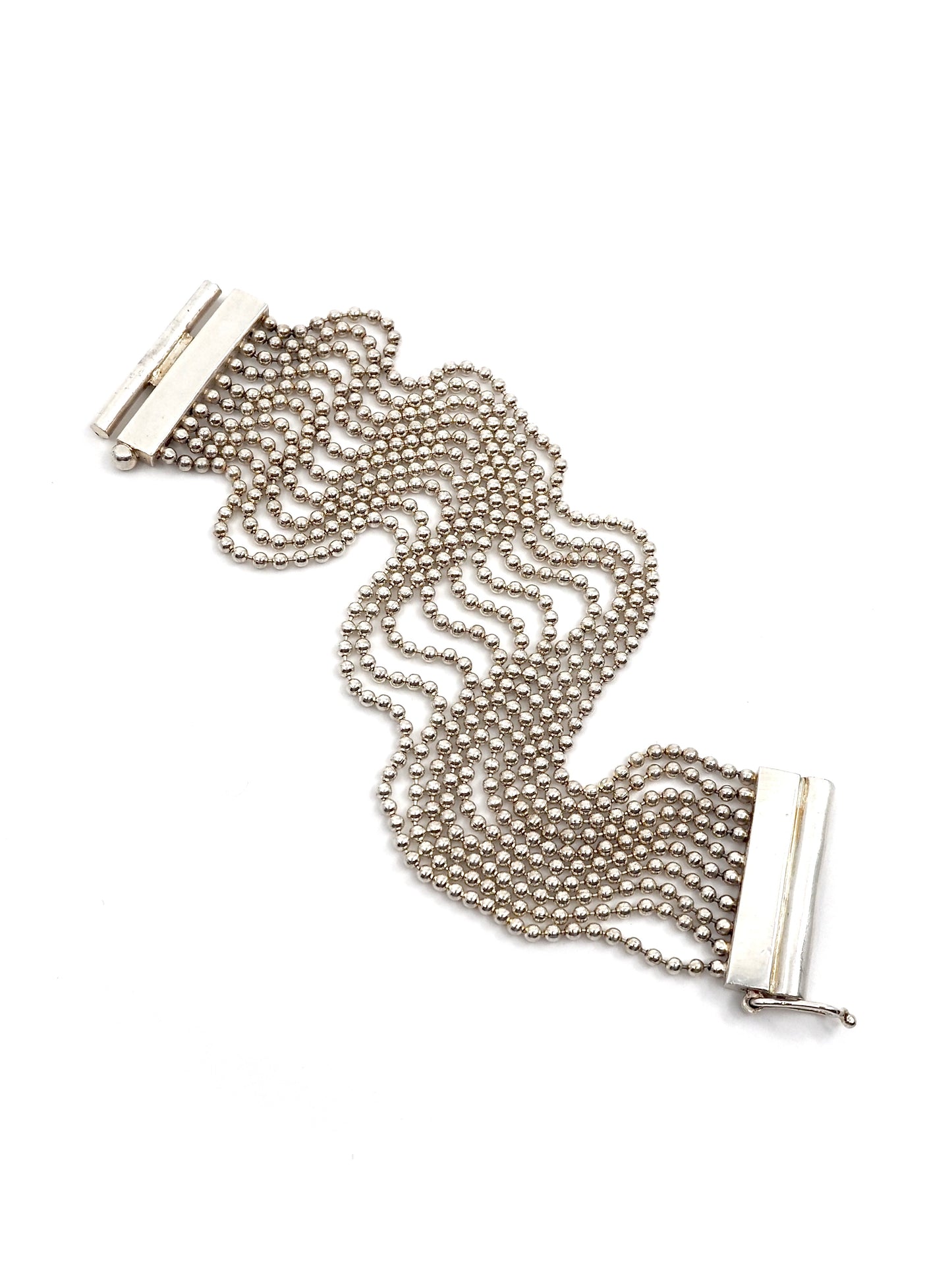 Sterling Silver Multi Strand Ball Chain Bracelet