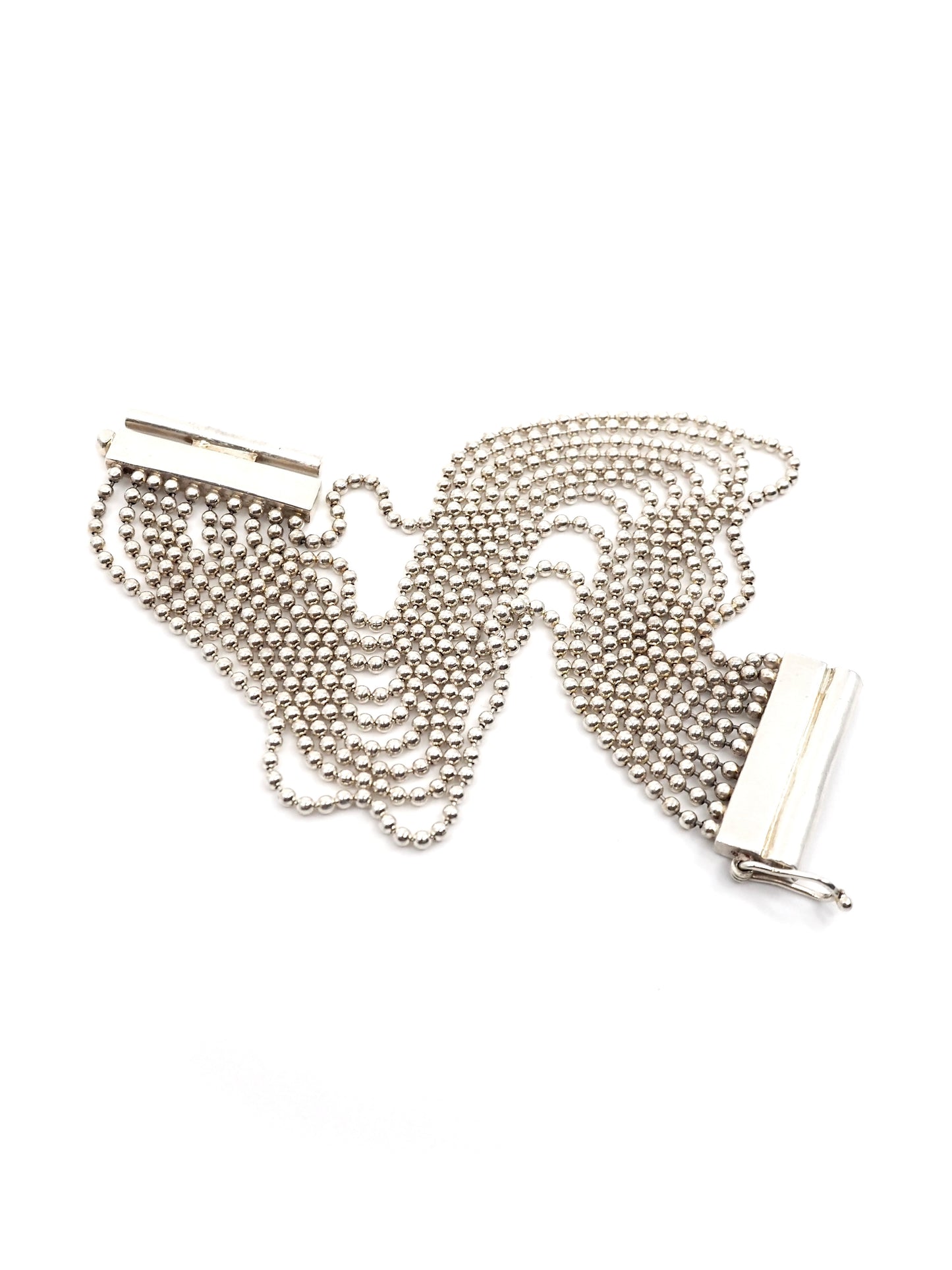 Sterling Silver Multi Strand Ball Chain Bracelet