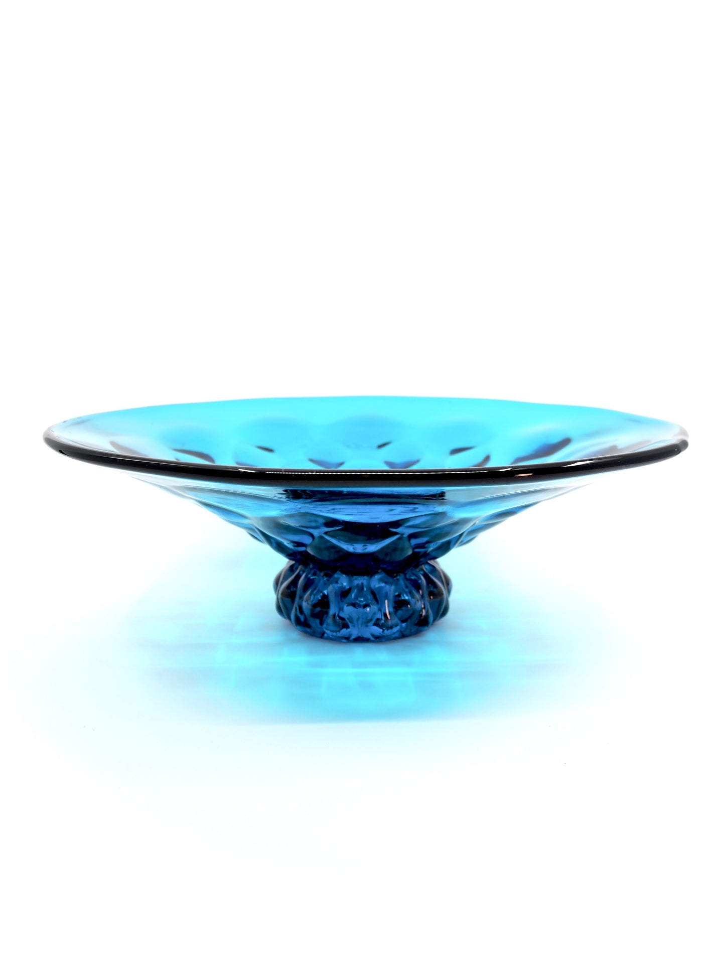 Viking Glass Bluenique Epic Sculpted Foot Low Bowl