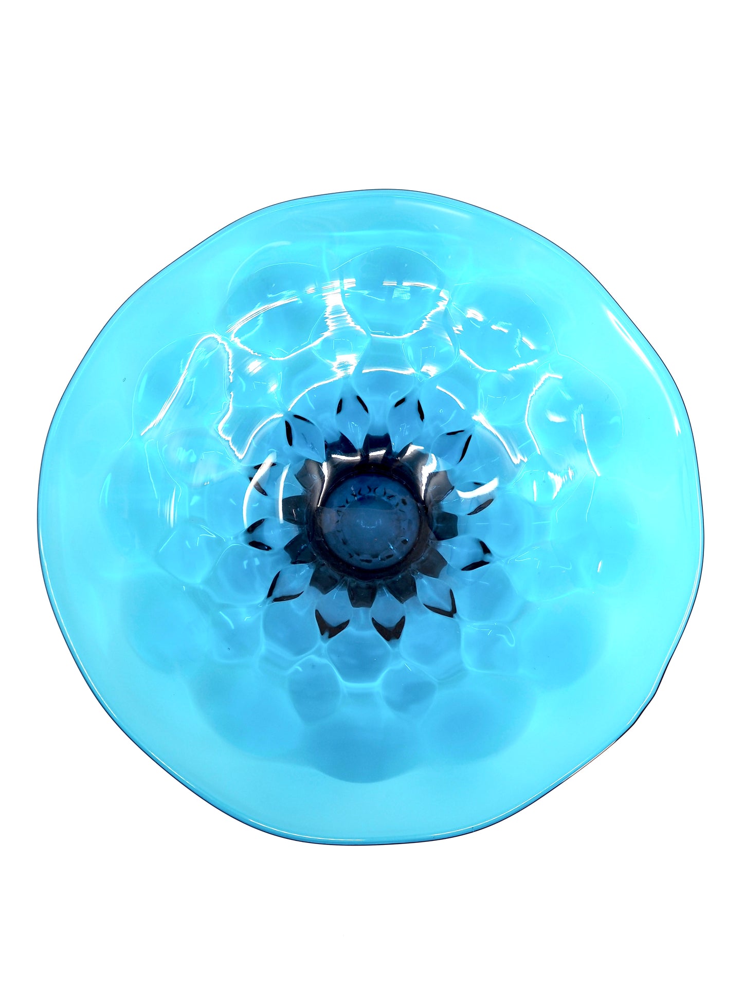 Viking Glass Bluenique Epic Sculpted Foot Low Bowl