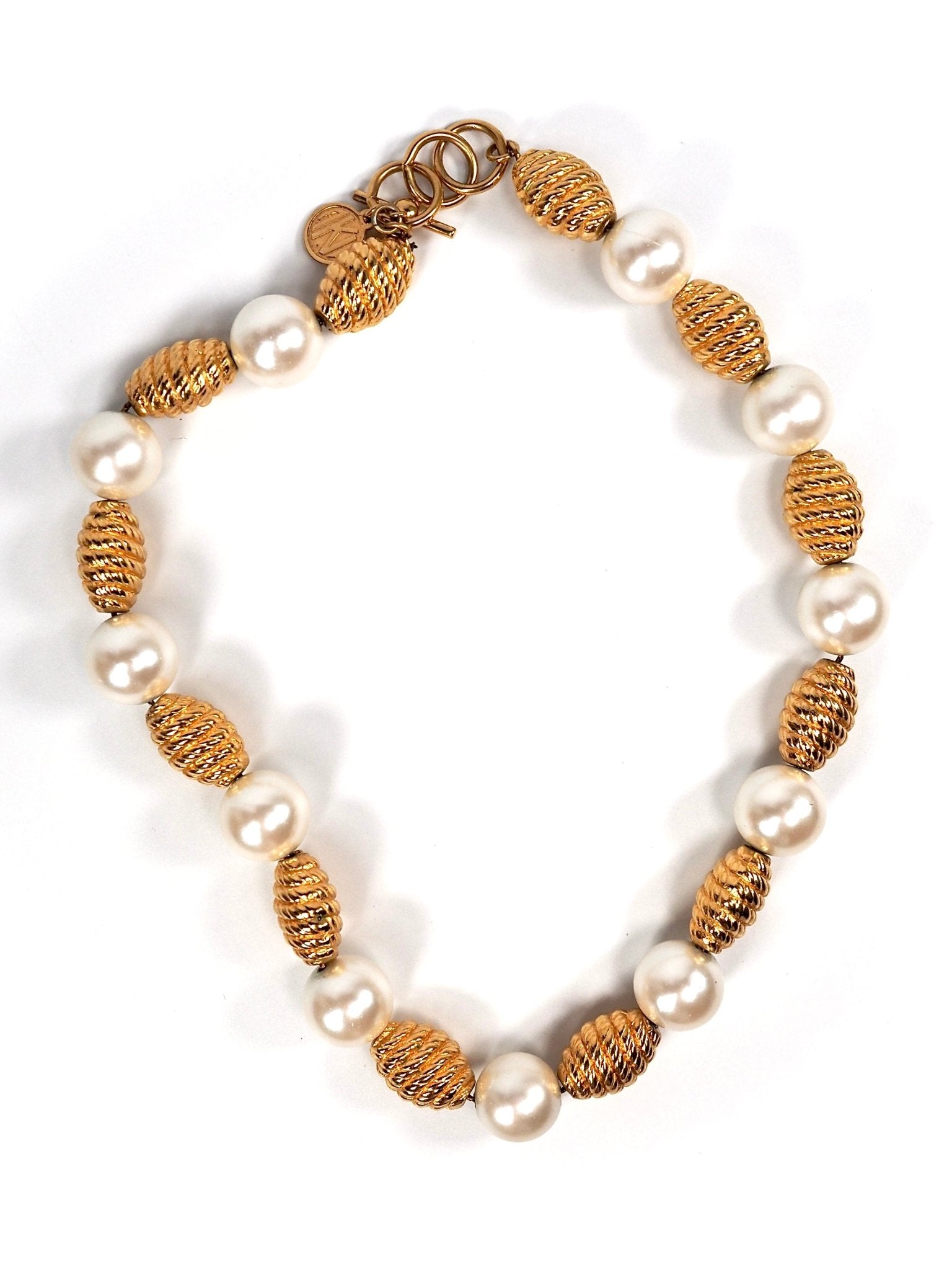 Anne Klein Faux Pearl and Textured Gold Beaded Collar Necklace - Georgie's NYC - Necklaces