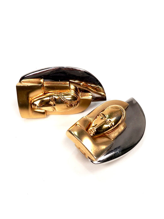 Art Deco Inc. Two Tone Face Earrings - Georgie's NYC - Earrings