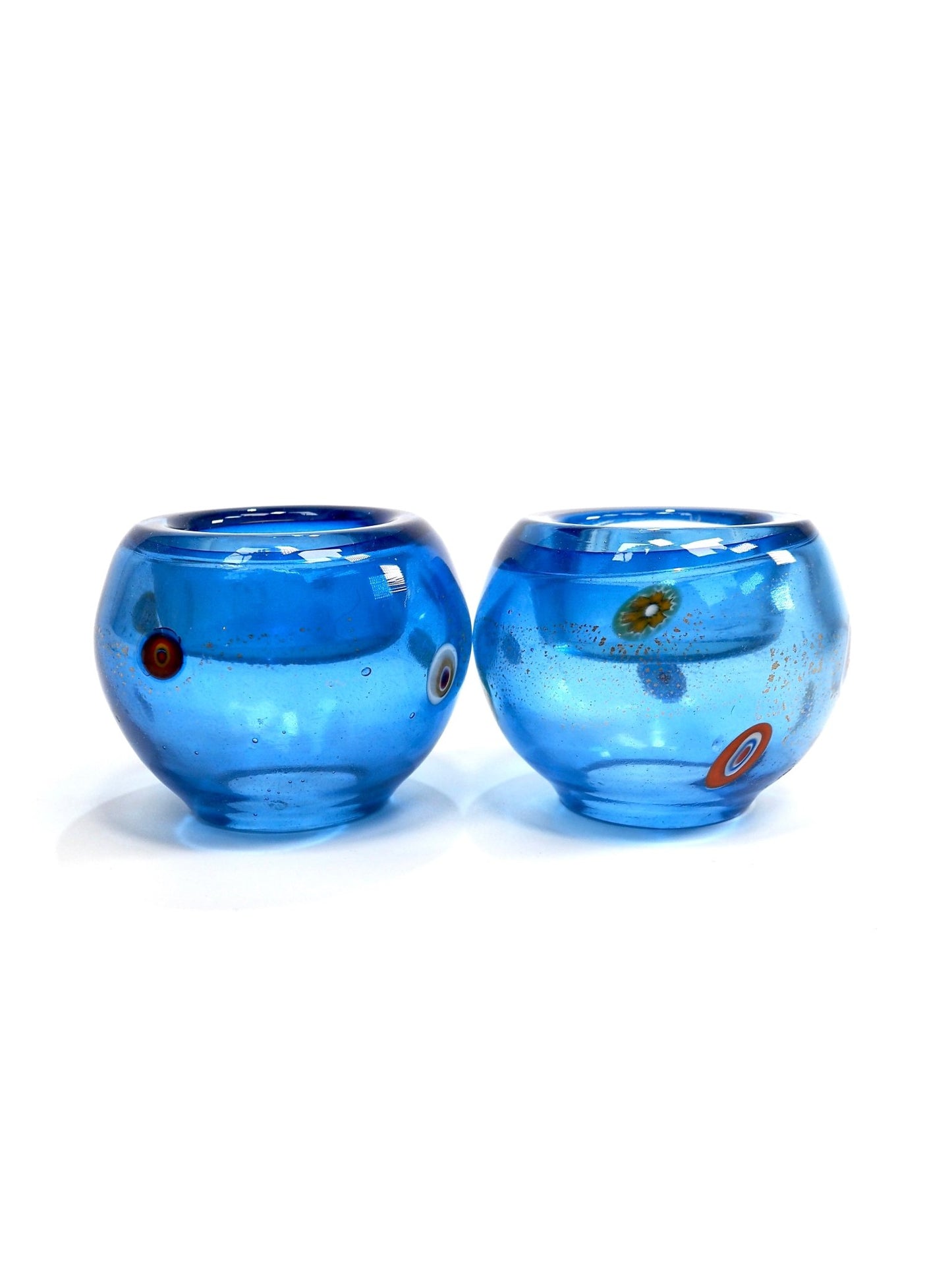 Blue Milefiori Hand Blown Murano Glass Candle Holders - Georgie's NYC - Candle Holders