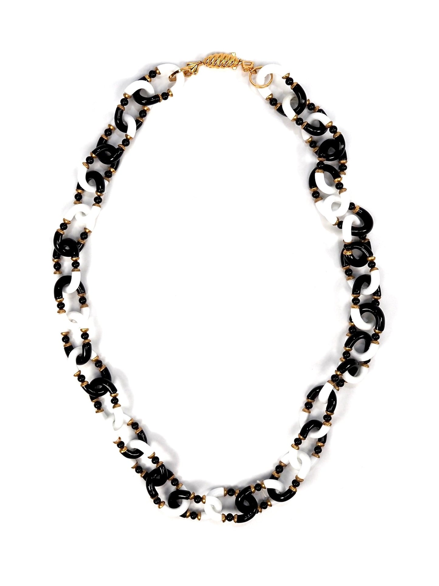 Chanel Archimede Seguso Black and White Glass Chain Link Necklace - Georgie's NYC - Necklaces