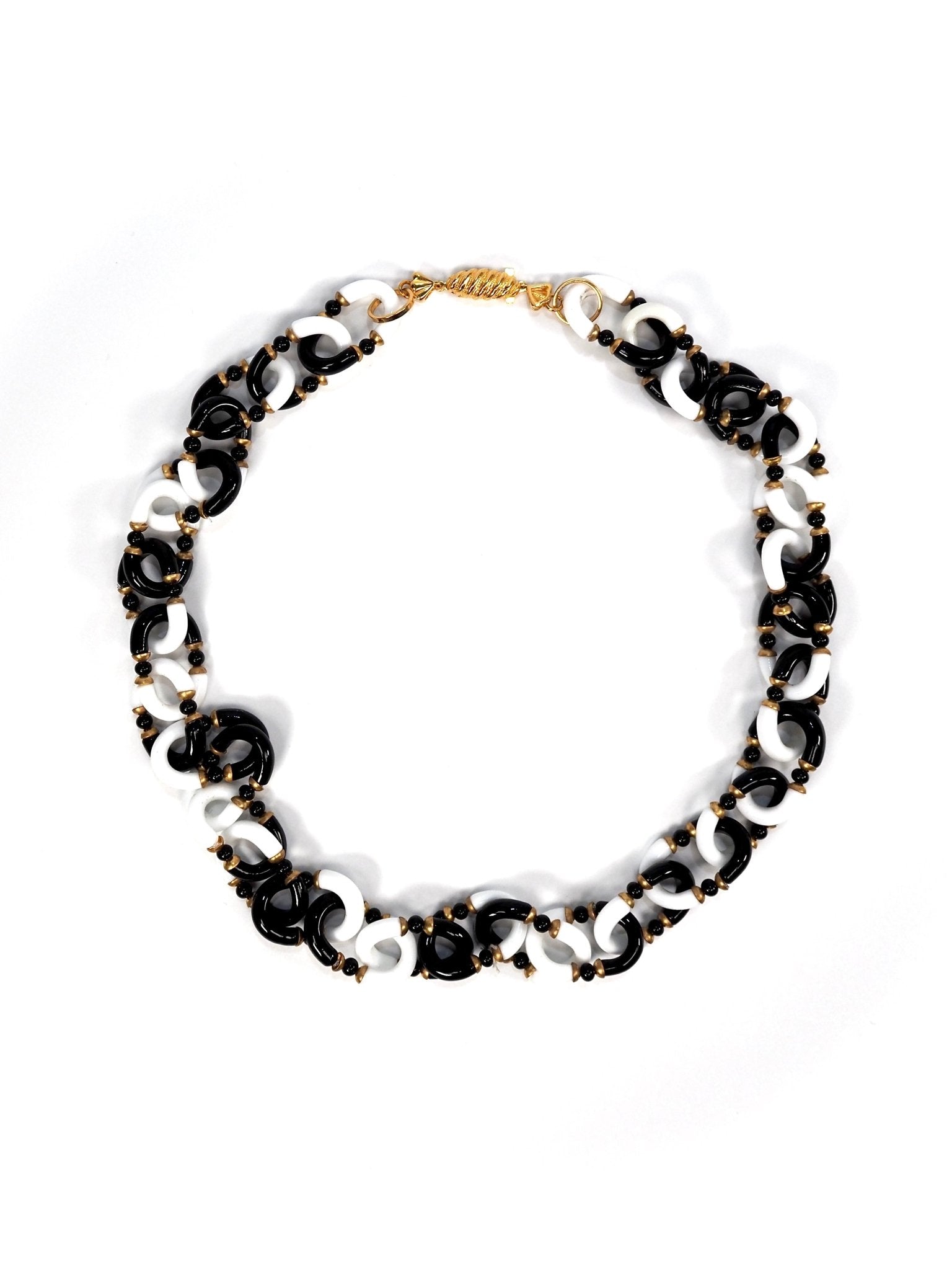 Chanel Archimede Seguso Black and White Glass Chain Link Necklace - Georgie's NYC - Necklaces