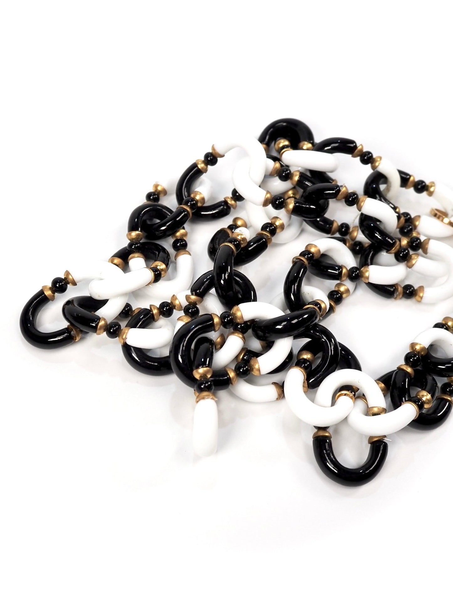 Chanel Archimede Seguso Black and White Glass Chain Link Necklace - Georgie's NYC - Necklaces