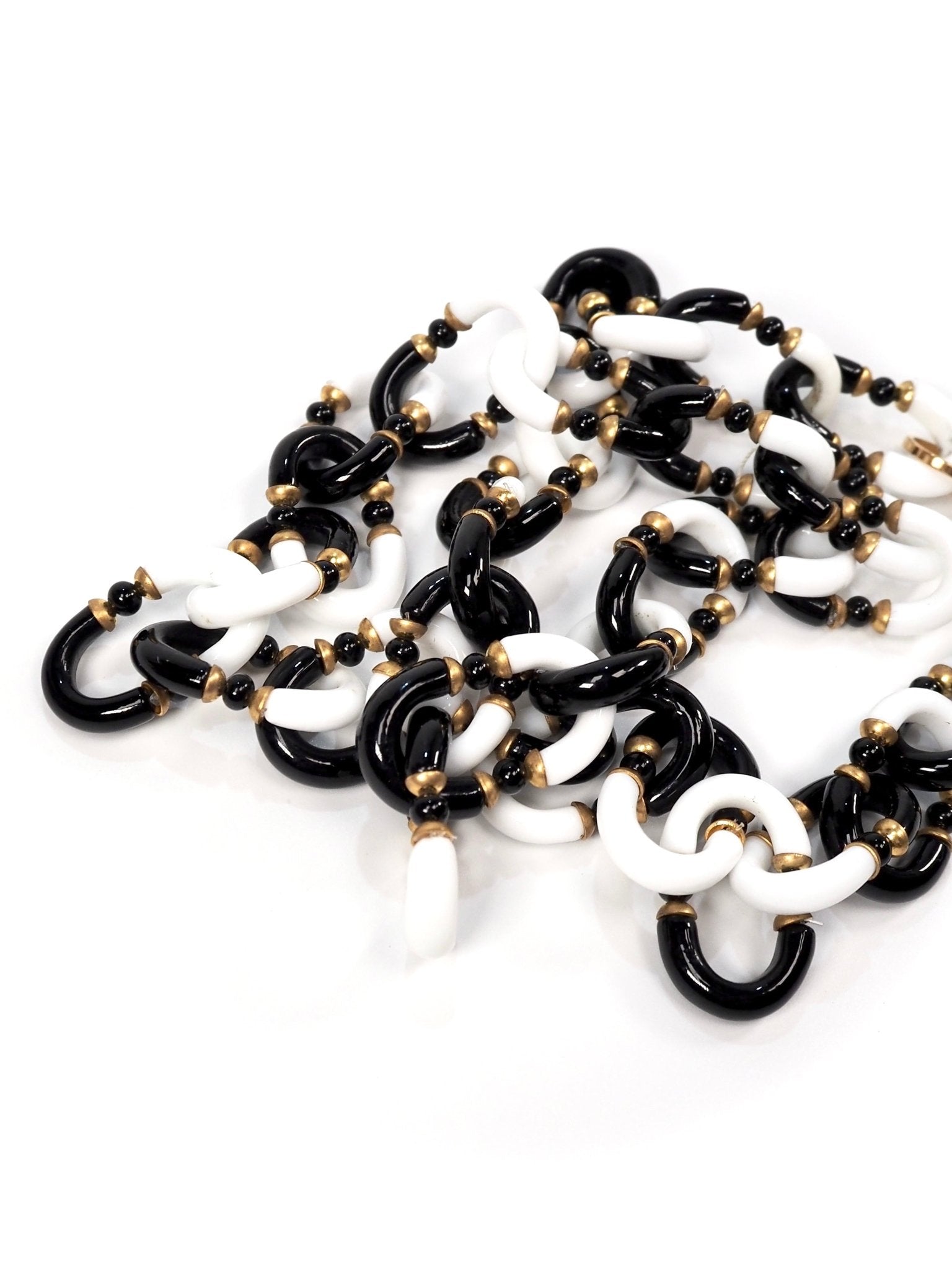Chanel Archimede Seguso Black and White Glass Chain Link Necklace - Georgie's NYC - Necklaces