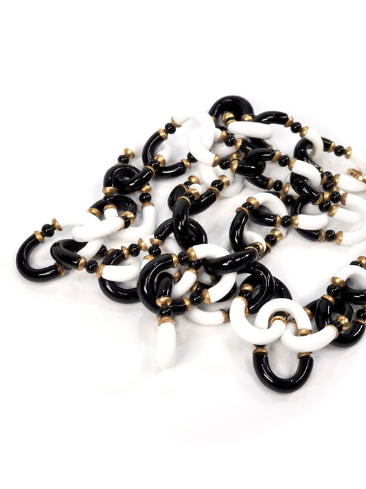 Chanel Archimede Seguso Black and White Glass Chain Link Necklace - Georgie's NYC - Necklaces