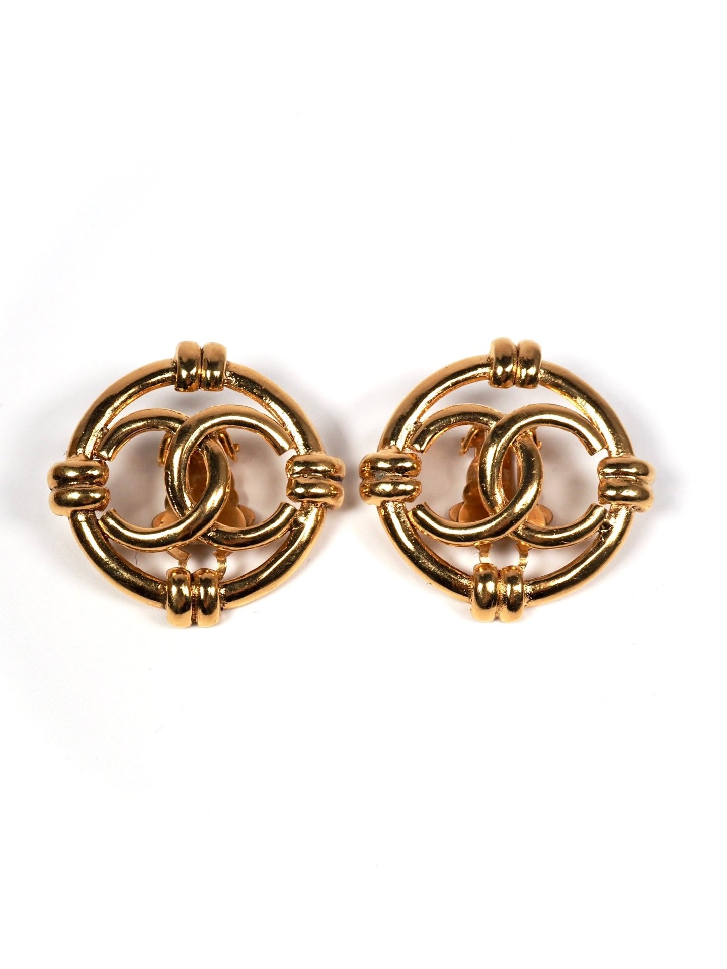 Chanel CC Interlocking Gold Link Earrings - Georgie's NYC - Earrings