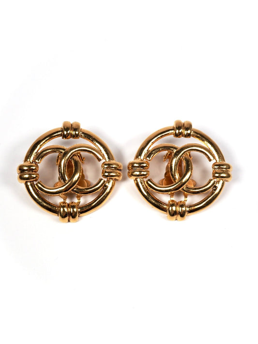 Chanel CC Interlocking Gold Link Earrings - Georgie's NYC - Earrings