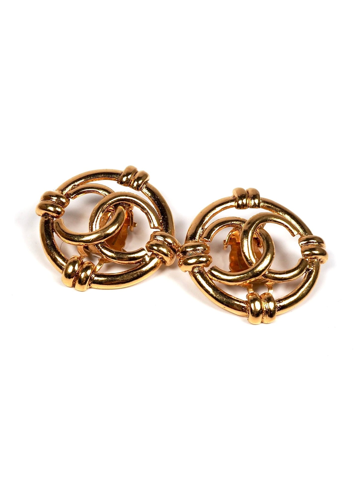 Chanel CC Interlocking Gold Link Earrings - Georgie's NYC - Earrings