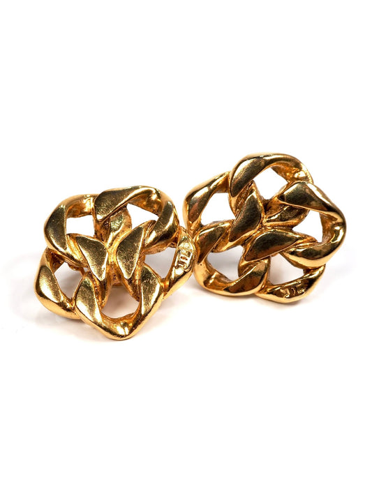 Chanel Gold Chain Link CC Oversized Earrings - Georgie's NYC - Earrings