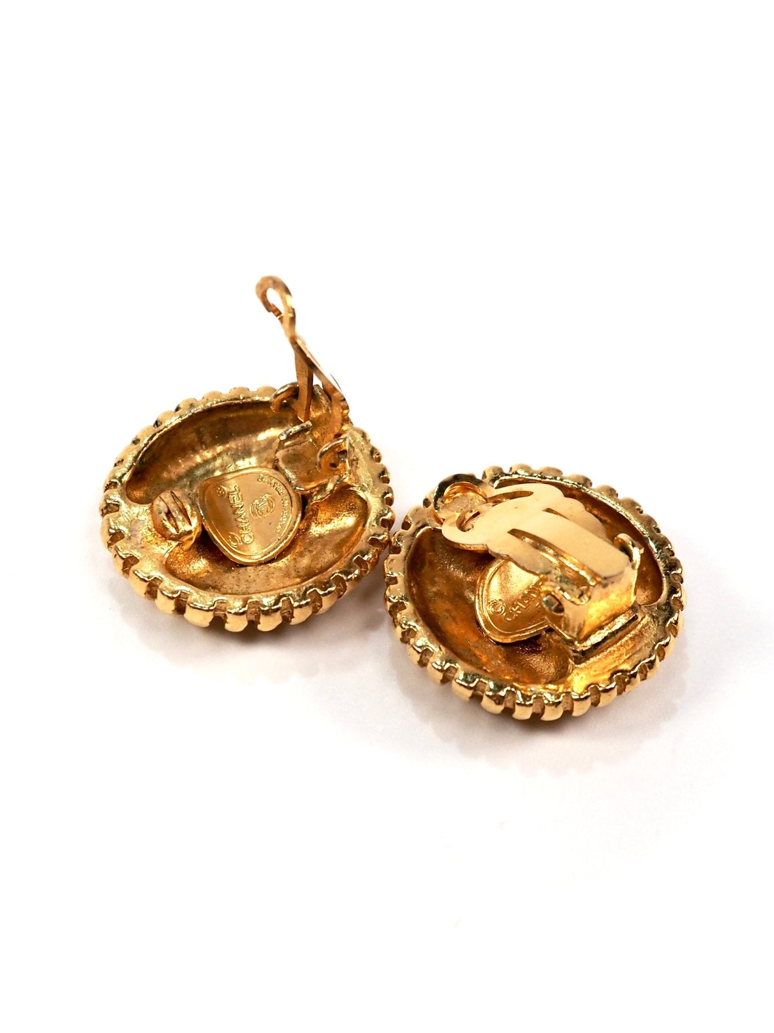 Chanel Gold Round CC Burst Earrings - Georgie's NYC - Earrings