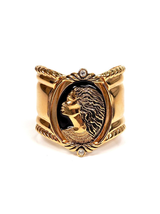 Coreen Simpson Gold and Black Cameo Cuff Bracelet - Georgie's NYC - Bracelets