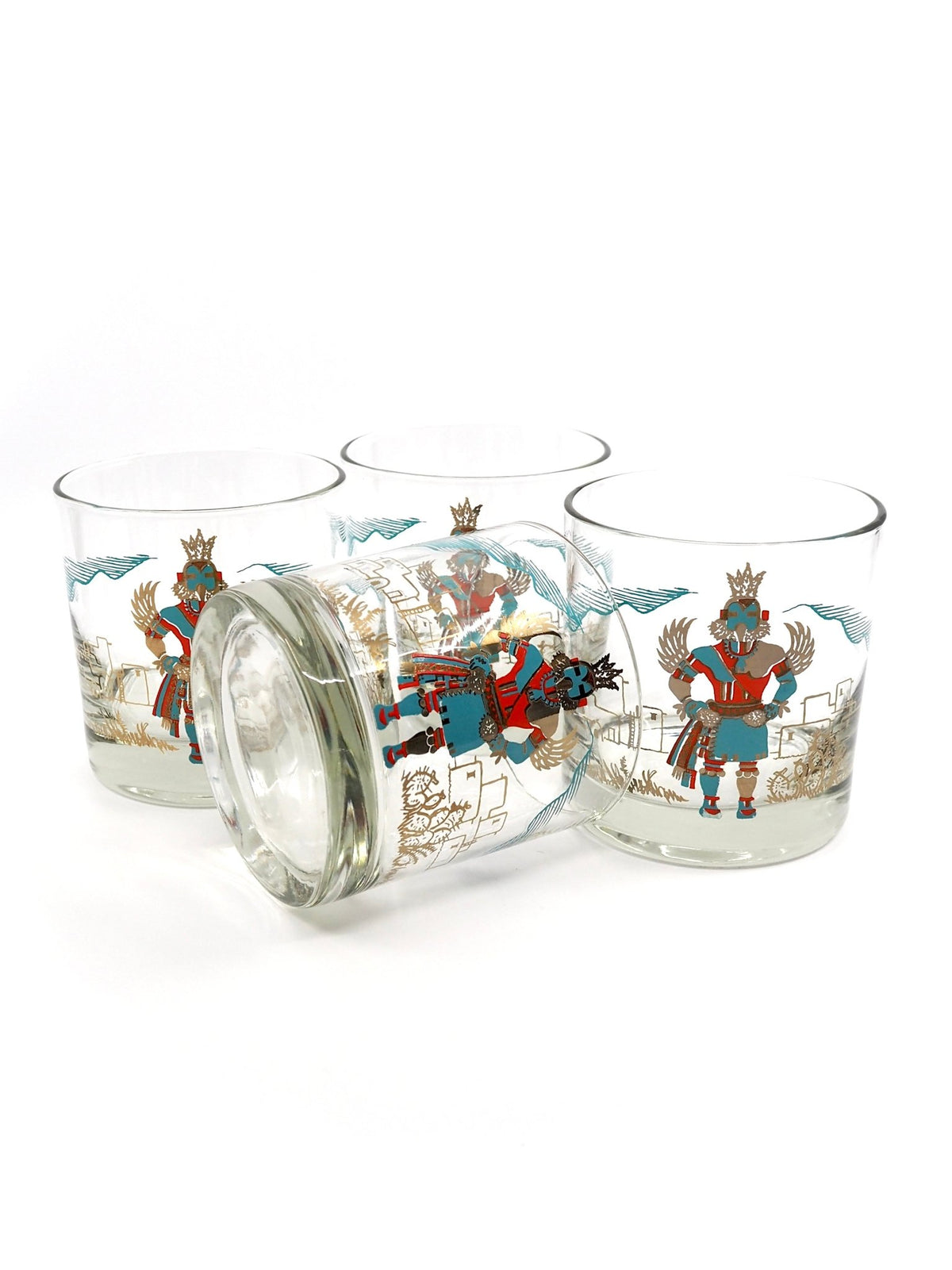 Couroc of Monterey Hopi Kachina and Pueblo Rocks Glasses, Set of 4 - Georgie's NYC - Drinkware