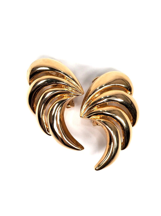 Courrèges Gold Oversized Fan Earrings - Georgie's NYC - Earrings