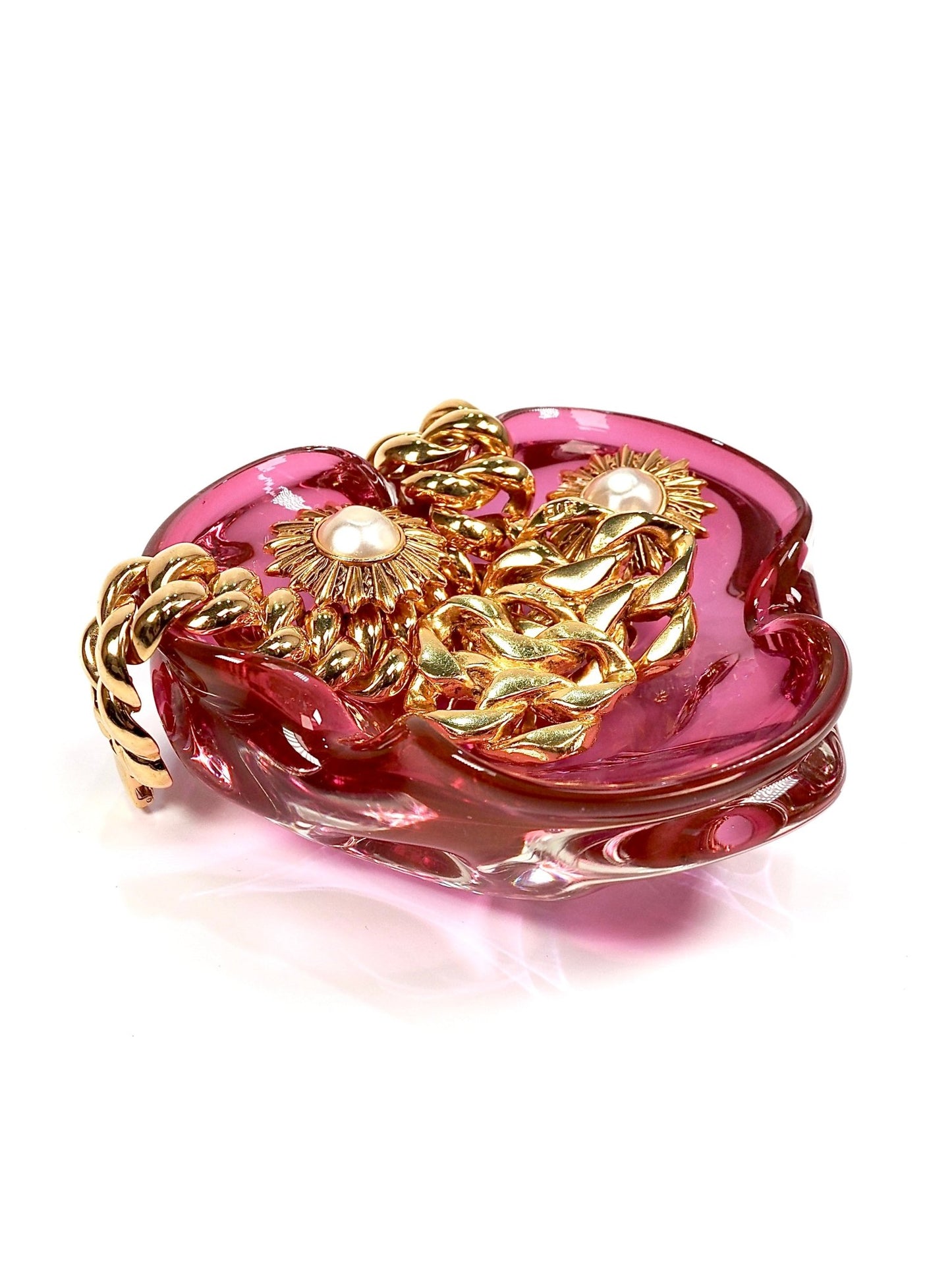 Cranberry Pink Italian Murano Glass Mid Century Ashtray - Georgie's NYC - Ashtrays