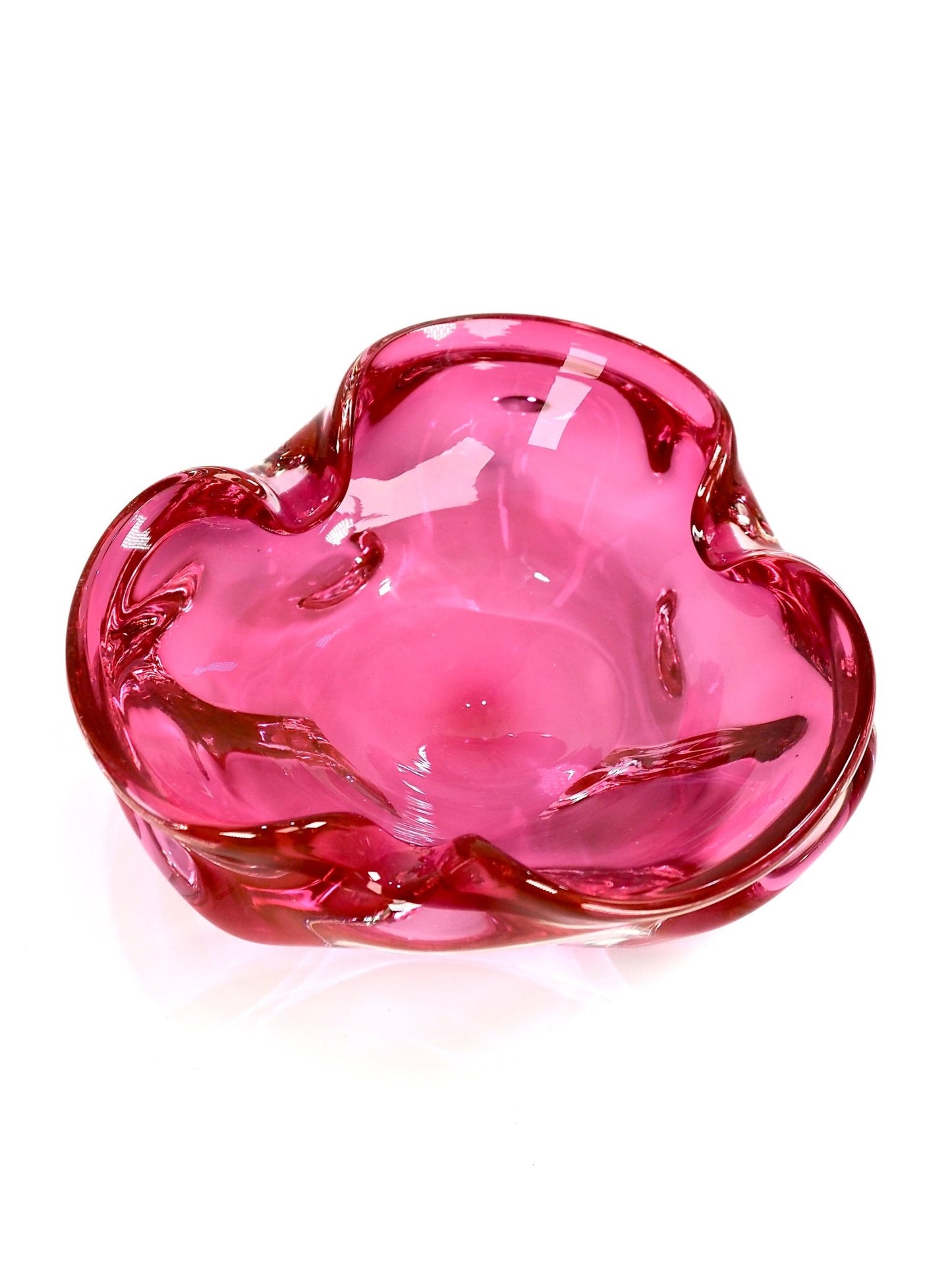 Cranberry Pink Italian Murano Glass Mid Century Ashtray - Georgie's NYC - Ashtrays