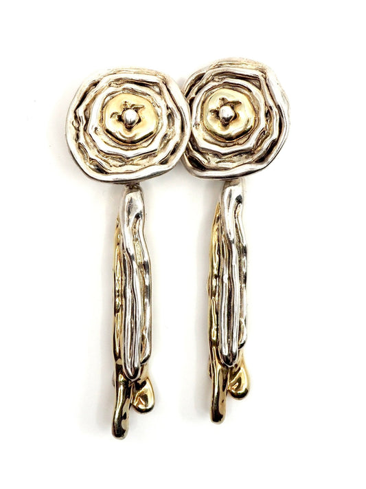 David Varsano Sterling Silver and Gold Vermeil Sculptural Clip Earrings - Georgie's NYC - Earrings